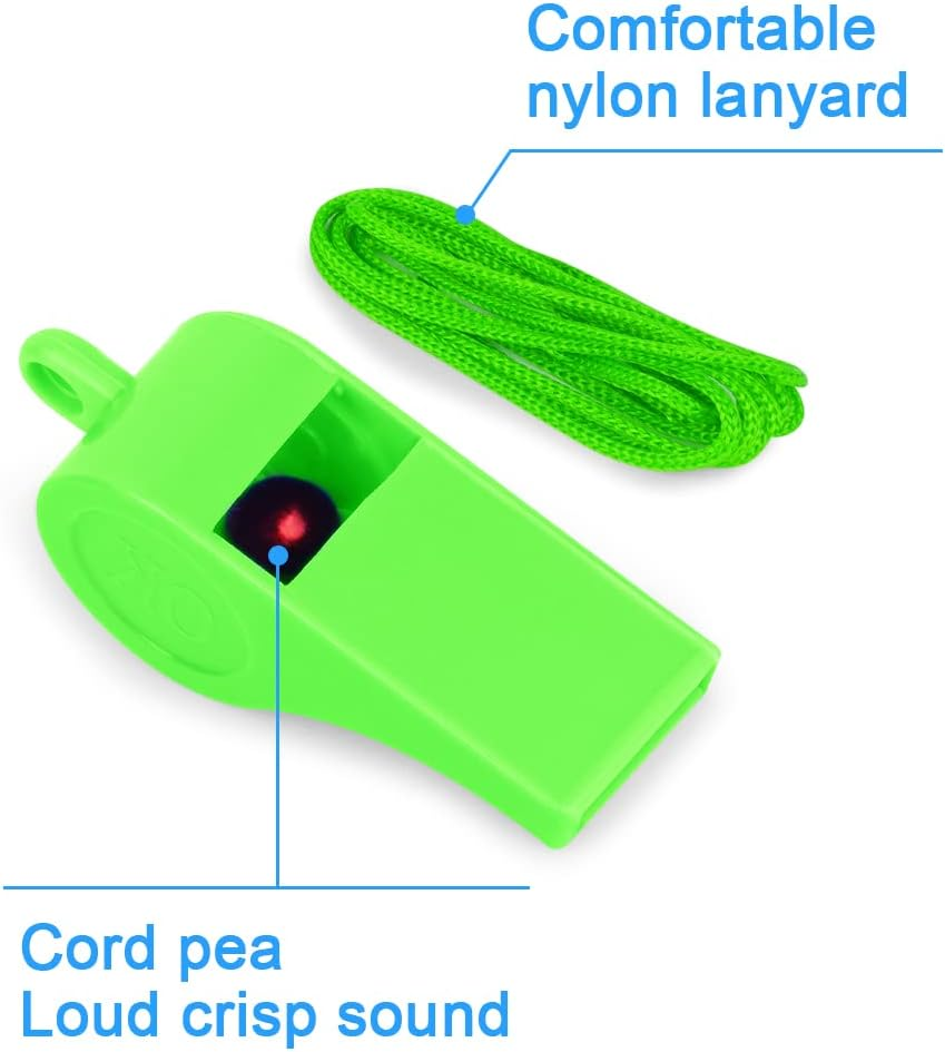 Vicloon Placstic Whistle, Referee Whistle, Whistles with Lanyards Sport Whistle Children'S Whistle for School Sports Training, Football, Security and Emergency Survival image number 6