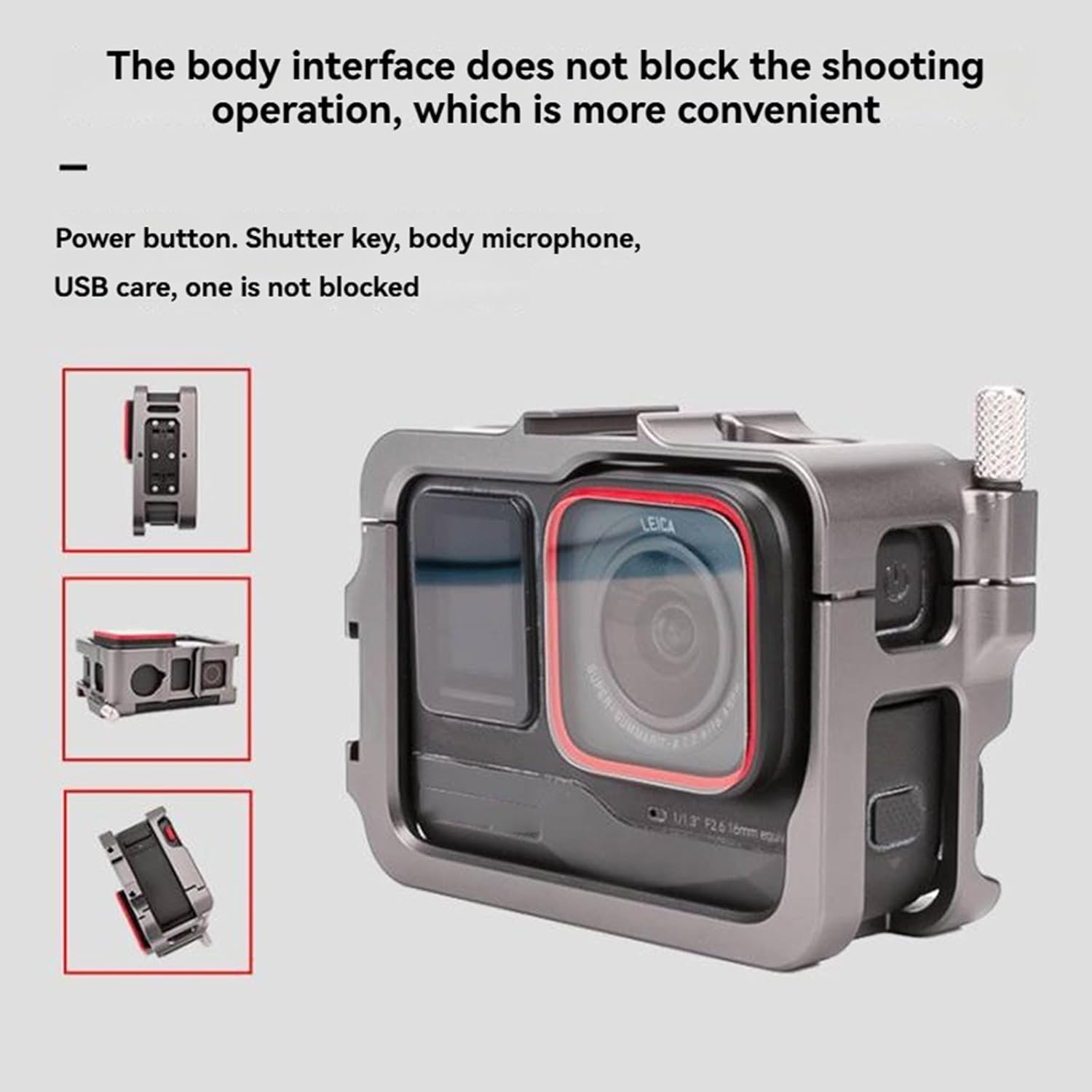 YUULNMOP Aluminum Metal Frame Cage Case for Insta360 Ace/Ace Pro Sports Camera,Vertical Horizontal Protective Frame Housing Sleeve with Double Cold Shoe for Video Light Microphone image number 6