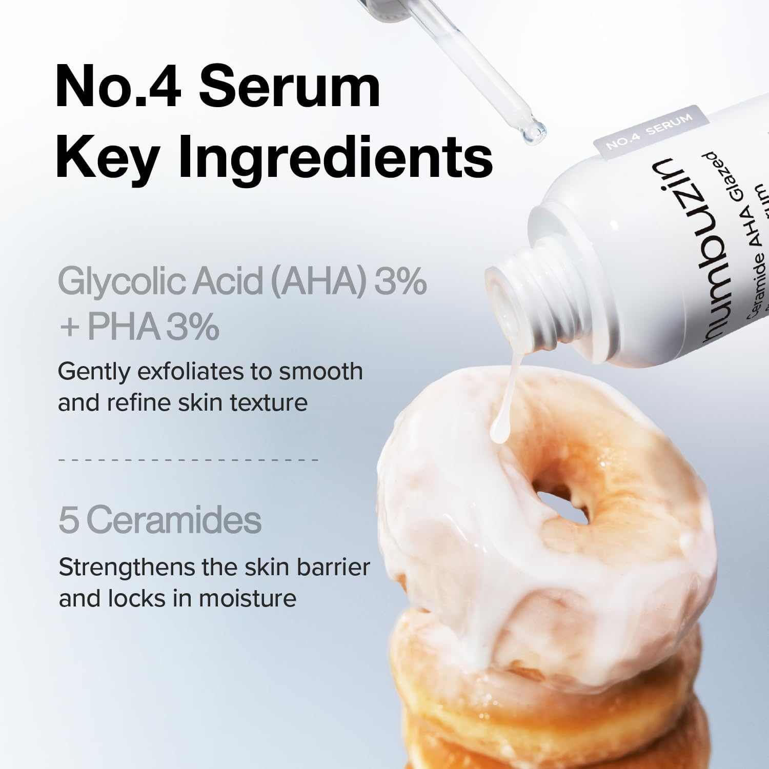 Numbuzin No.4 Serum | Ceramide AHA Glazed Skin Prep Serum | Exfoliating, Skin Barrier Repair, Face Peel | Glycolic Acid, PHA, Ceramides, Panthenol | 1.01 Fl.Oz image number 6