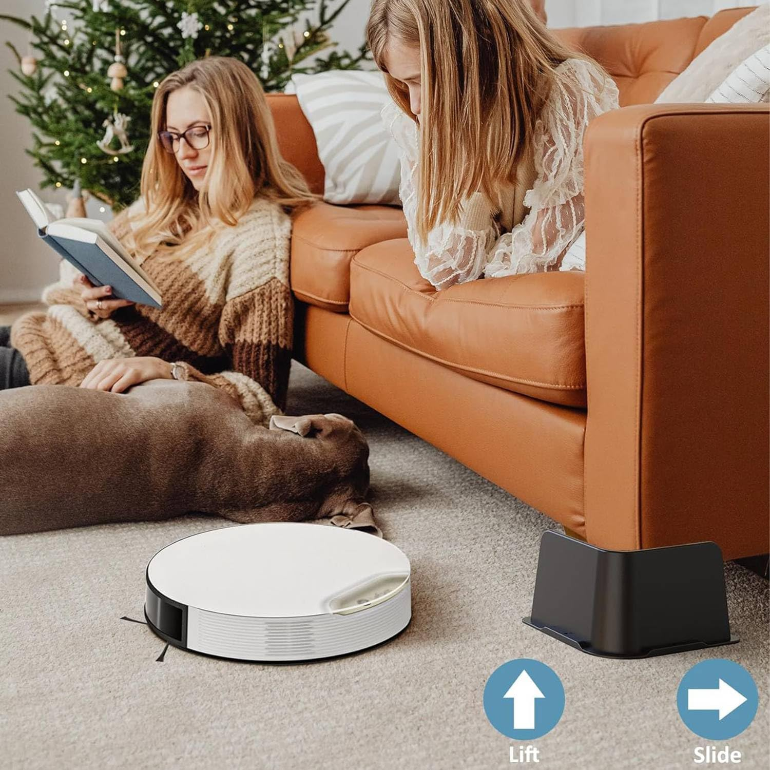 4 Pack Bed Risers 3 Inch Heavy Duty, 4.8X4.8In Wide Opening Furniture Risers, Black ABS Bed Lifts Risers for Sofa,Bed Frame,Tables image number 4