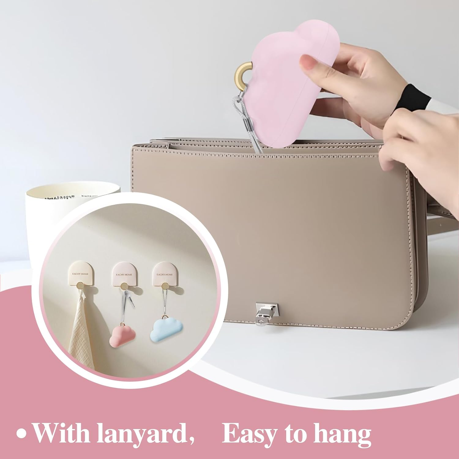 2 Pack Travel Portable Lint Roller with Hand Strap, Reusable Mini Lint Rollers with 6 Refill, Lint Remover for Clothes Bag (Blue+Pink) image number 2