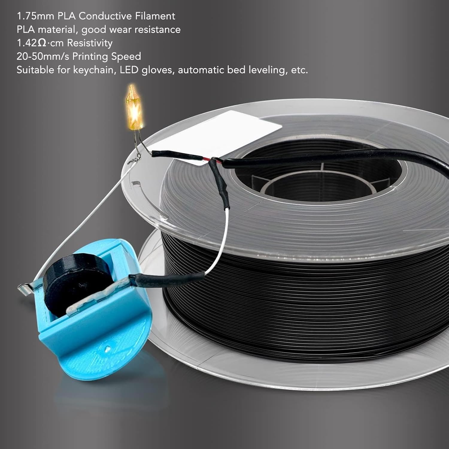 Conductive PLA Filament, 1.75Mm Bundle 3D Printer Filament, 20-50Mm/S Printing Speed PLA 3D Printing Filament, Consumable 3D Printer Accessory, 1.75Mm Filament