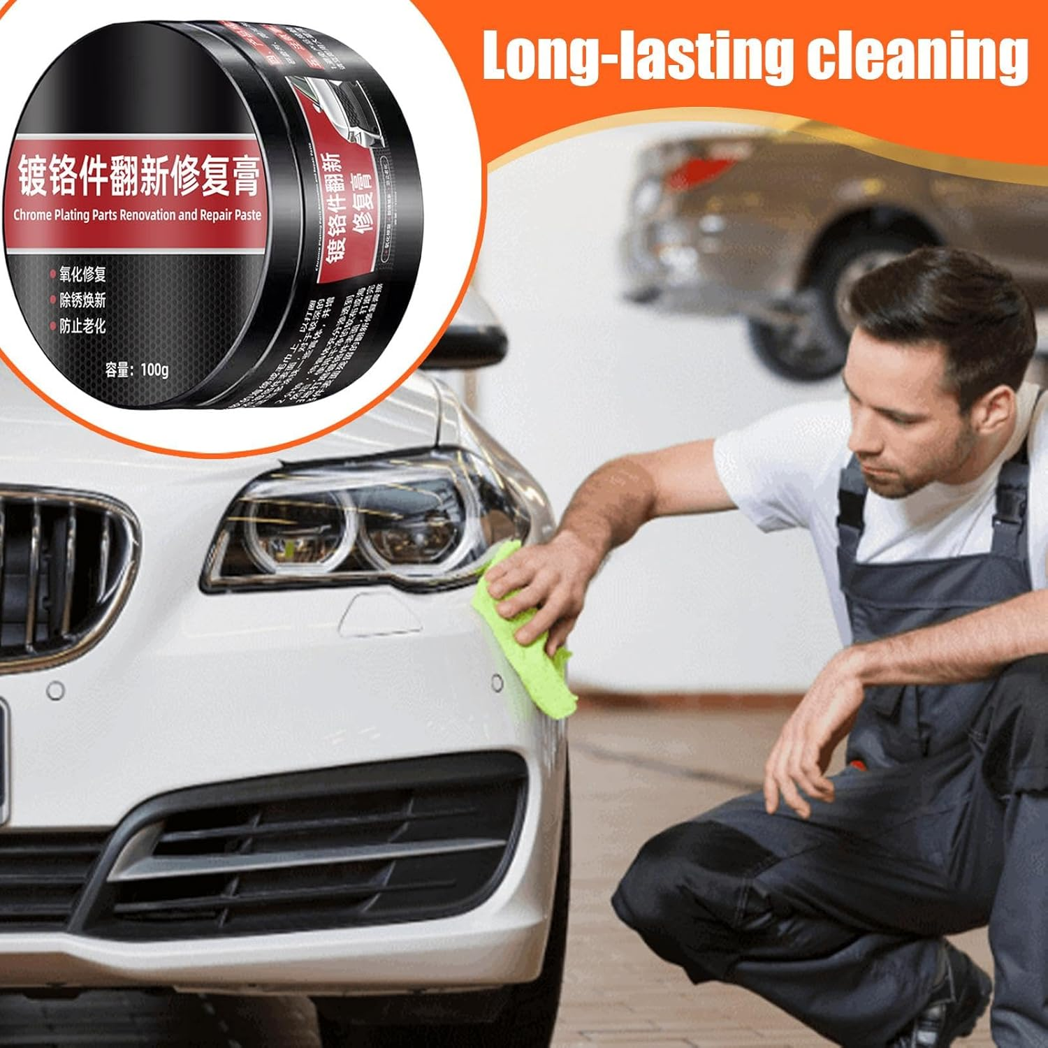 Chrome Polish,Restores Shine & Luster - Chrome and Metal Polish, Used on Wheels, Trim, and Bumpers, for Automotive image number 1