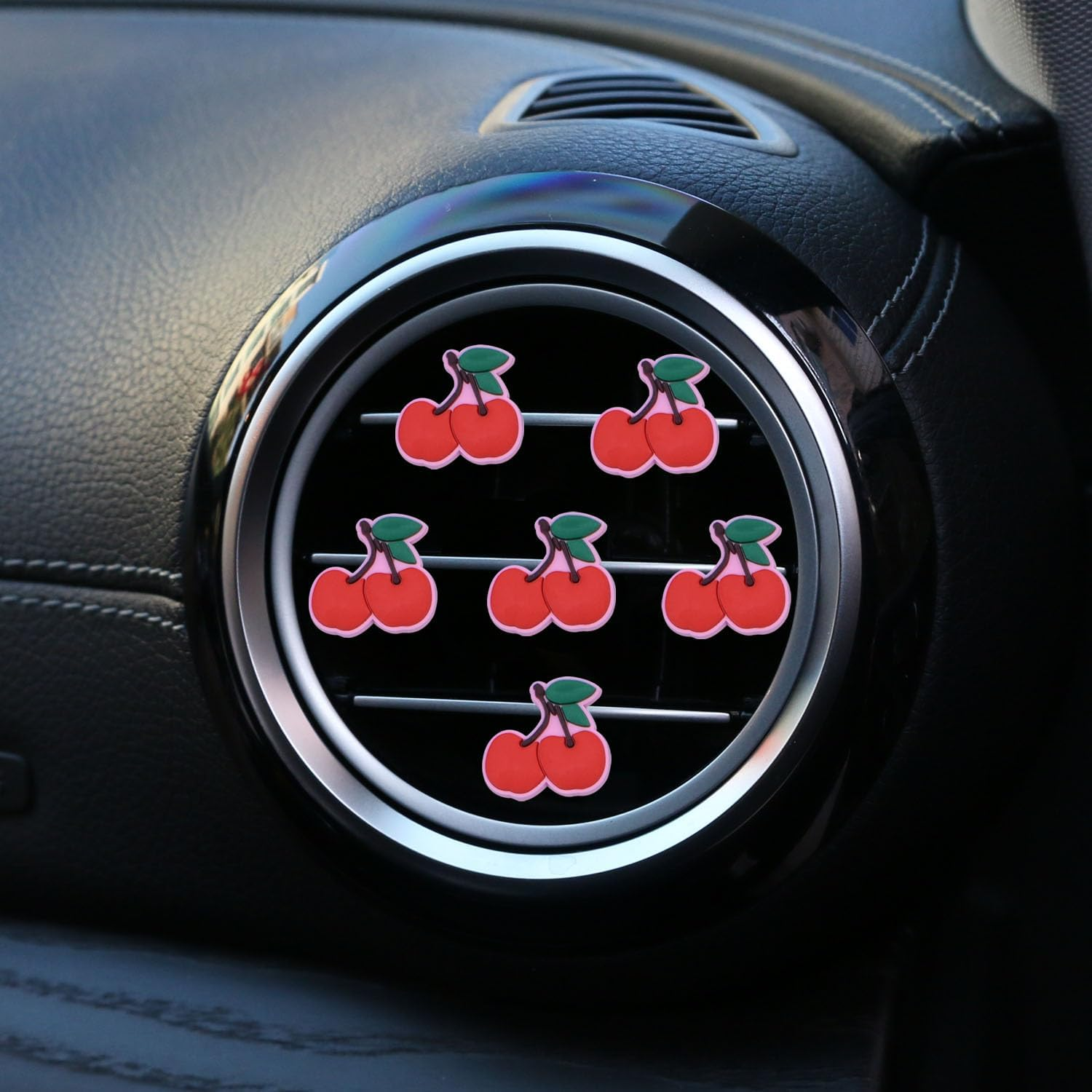 6 Pcs Red Cherry Air Vent Clips, Cute Cherry Car Air Fresheners Vents Clips Diamond Vent Clip Car Interior Decor Charm Bling Car Accessories Car Decoration for Women, Automotive Air Fresheners image number 3