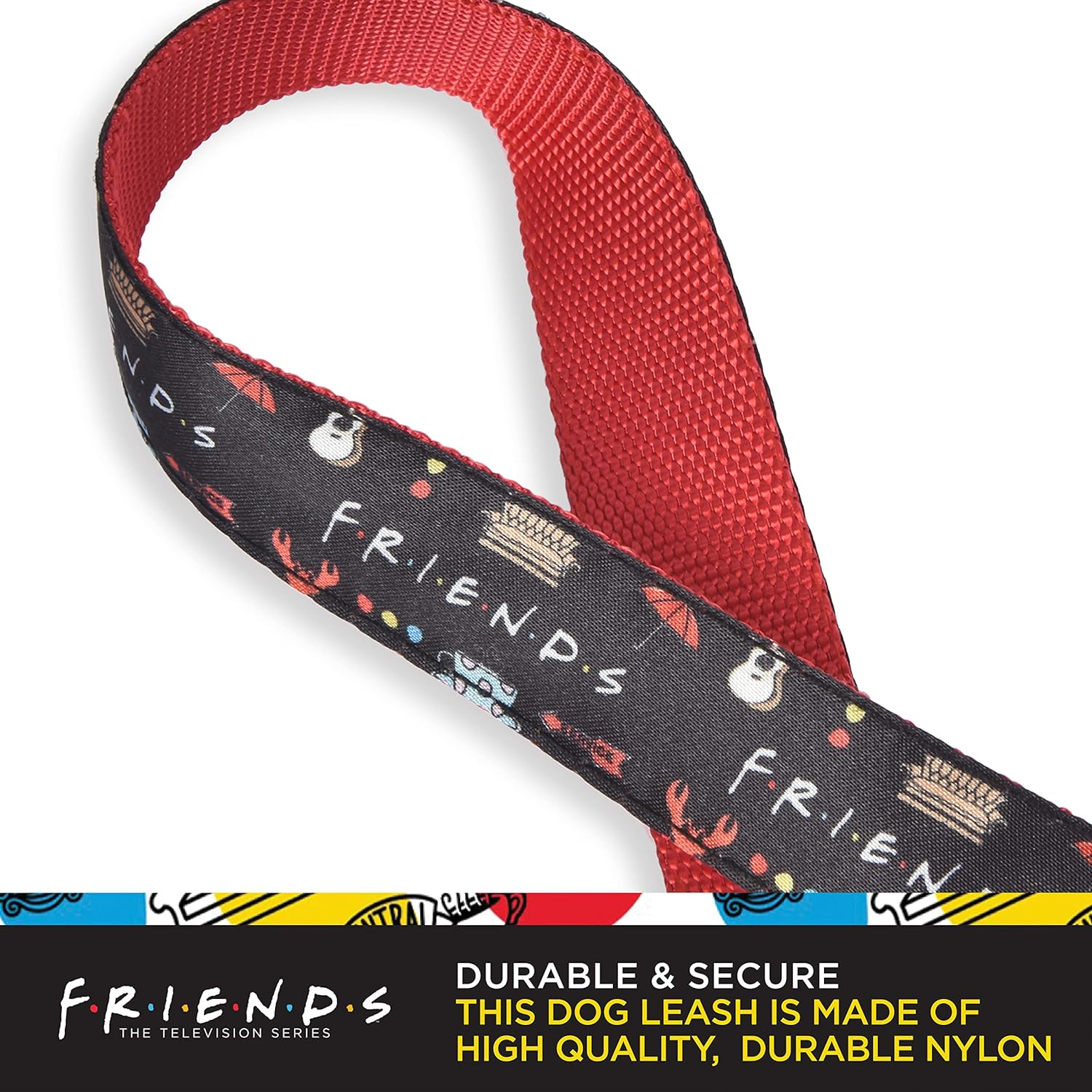 Friends TV Show Iconic Graphics Dog Leash, 6 Ft Dog Leash (72 Inches) | Cute Black Dog Leash Easily Attaches to Any Dog Collar or Harness | Friends TV Show Dog Leash for All Dogs image number 5