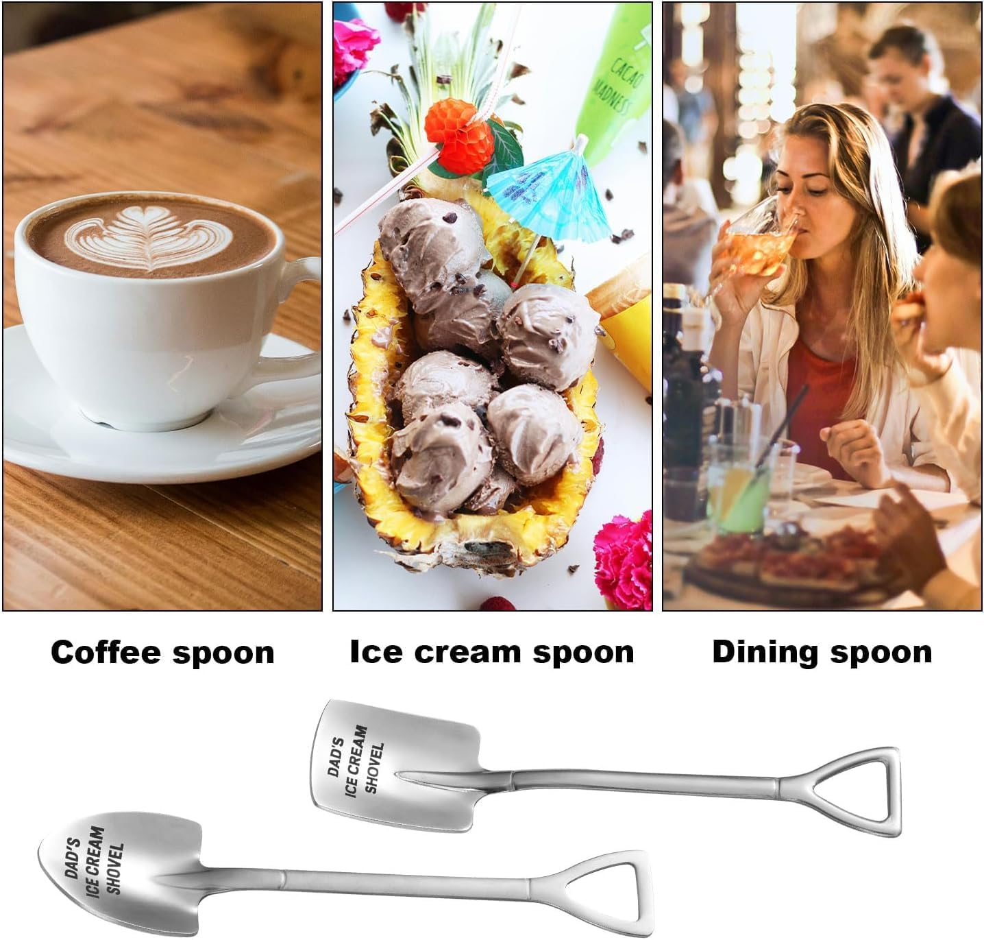 Chengruiy 2 Pack 304 Stainless Steel Ice Cream Scoop Shovel Set - Unique Gifts for Dad, Husband (Fathers Day, Christmas, Birthday, New Year Stocking Stuffers from Son Daughter) image number 4