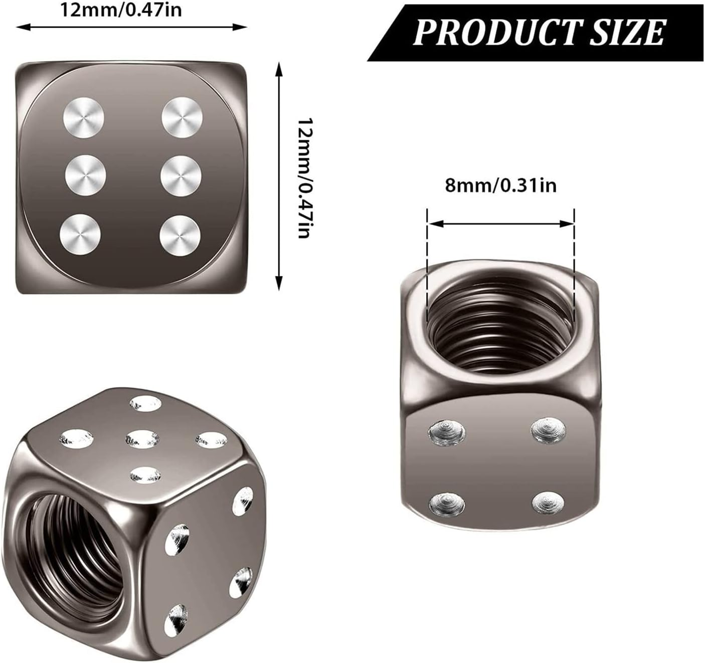 4Pcs Dice Style Tire Valve Stem Caps Compatible with Cars Motorcycles Bicycle Aluminum Alloy Nipple Caps Tyre Air Valve Dustproof Wheel Caps (Color : Strip- Blue) image number 6