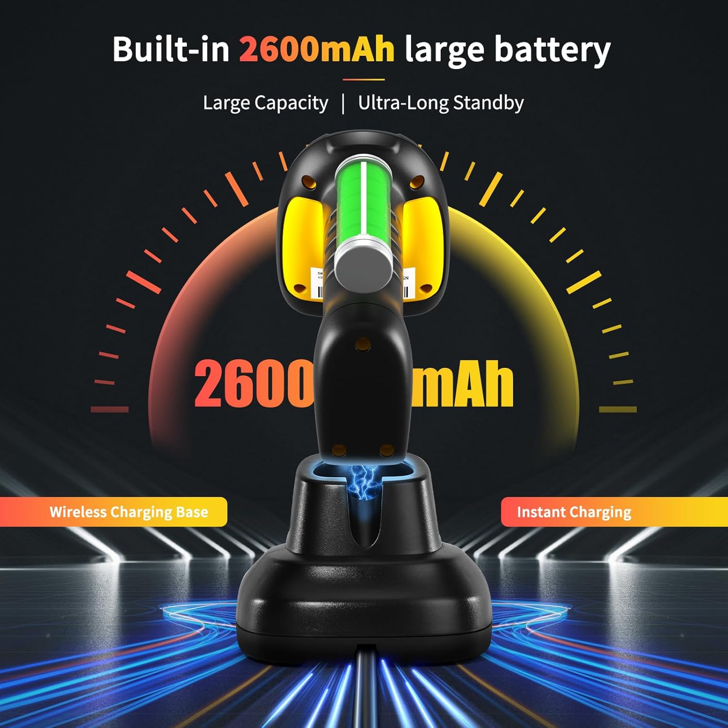 NETUM Upgraded QR Industrial Bluetooth Barcode Scanner with Charging Dock, Wireless 2D 1D Bar Code Reader 2600Mah Drop Protection Shock Dust Proof Hands Free for Windows Mac Android Ios (NT-1202W) image number 4