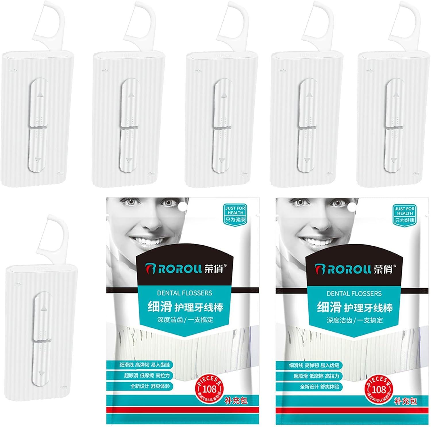 6 Pcs Dental Floss Portable Cases with 276 Floss Sticks, Teeth Cleaning Flossers Picks for Women & Men, Travel Dental Floss Organizer, Toothpicks for Home, Office, On-The-Go Oral Care (6+276)