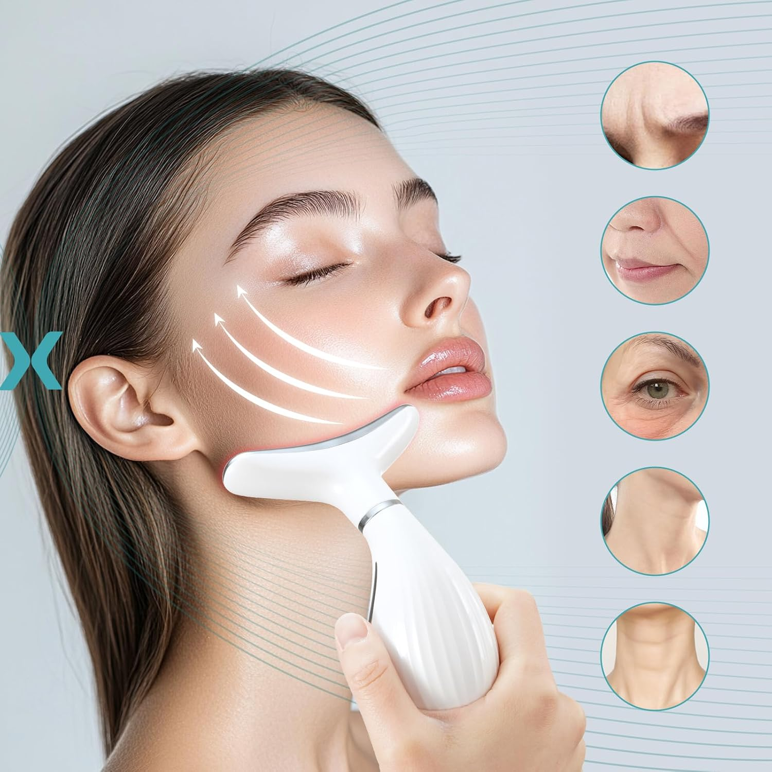 Airelax Face Massager Red Light Therapy Face Sculpting Tool, Facial Massager for Skin Care Face Lifting Device for Face and Neck, At-Home Face Massage Tool with 3 Modes & 3 Lights image number 6