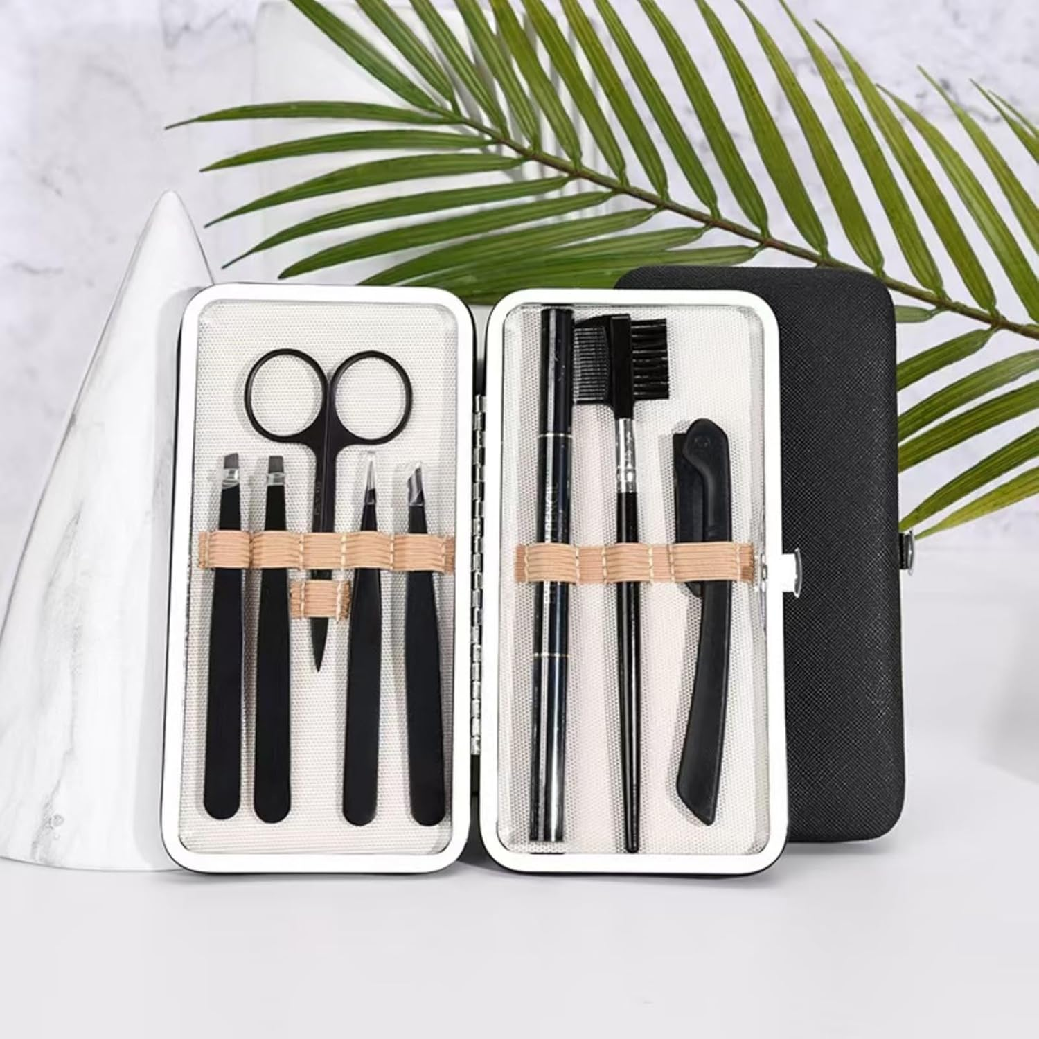 XFJSAK 8-Piece Eyebrow Grooming Set, Professional Eyebrow Grooming Set Includes 4 Eyebrow Holders with Different Tips, Eyebrow Clippers, Eyebrow Comb, Eyebrow Shaper and Eyebrow Pencil. image number 6