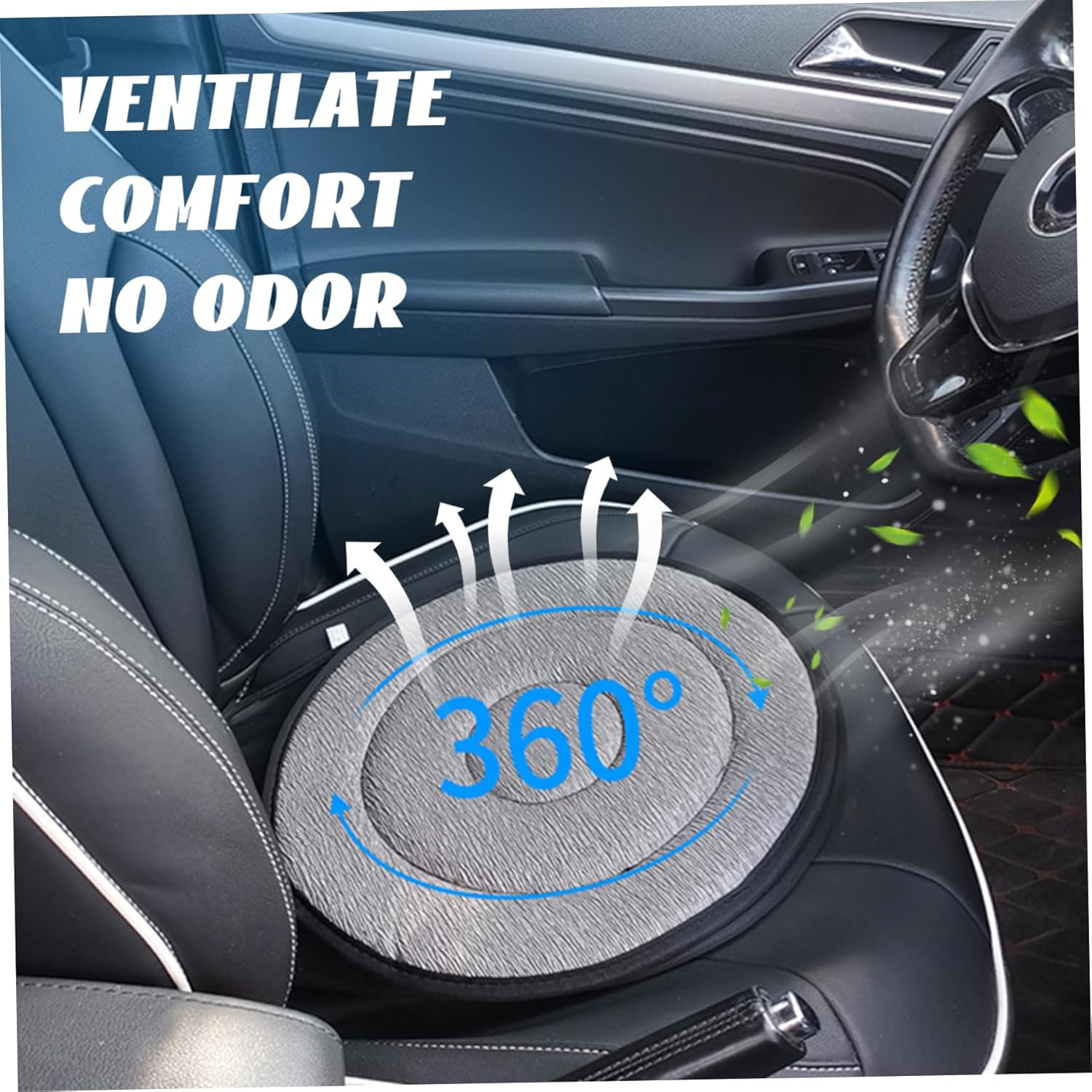 Portable Car Seat, Swivel Car Seat 18X16In Breathable Ergonomic 360 Rotating Cushion for for Elderly, Disabled, Pregnant Woman image number 2