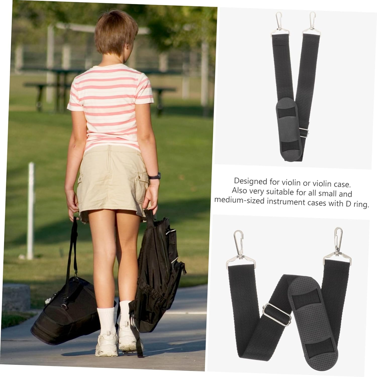 BESPORTBLE 2Pcs Thickened Violin Case Strap with Padded Shoulder for Comfortable Carrying Metal Buckle Resistant to Corrosion Lightweight Portable Instrument Bag Strap Suitable for Violin And image number 5