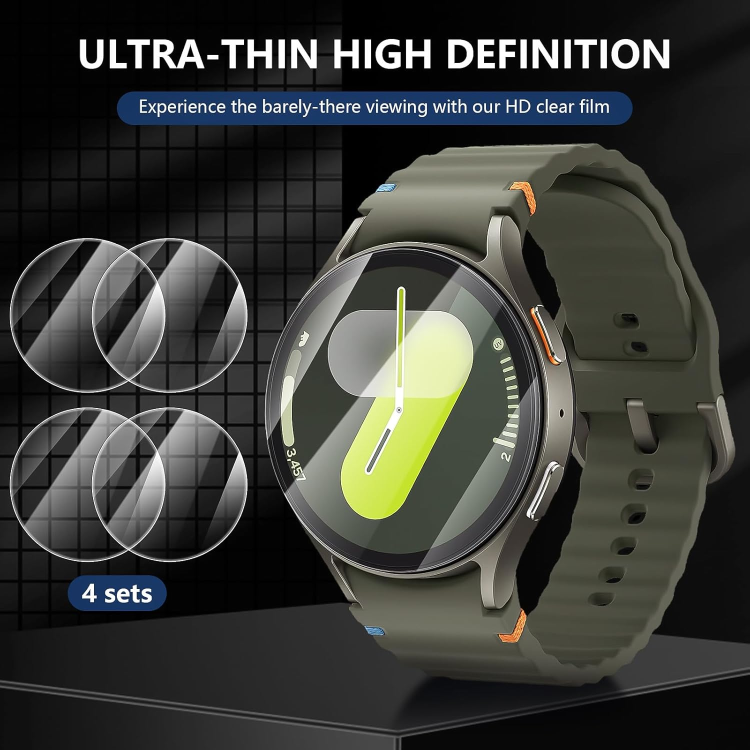 Diruite 4-Pack for Samsung Galaxy Watch 7/6/5/4 44Mm Screen Protector, [Perfectly Fit] 9H Hardness HD Clear Anti-Scratch Tempered Glass image number 2