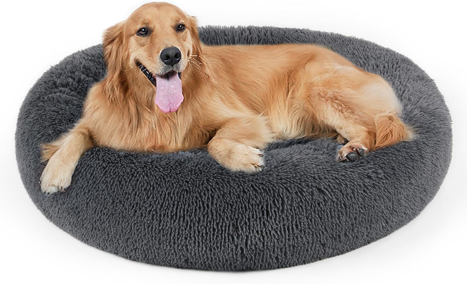 Dog Bed, Cat Calming Bed, Faux Fur Pillow Pet Donut Cuddler round Plush Bed for Large Medium Small Dogs and Cats