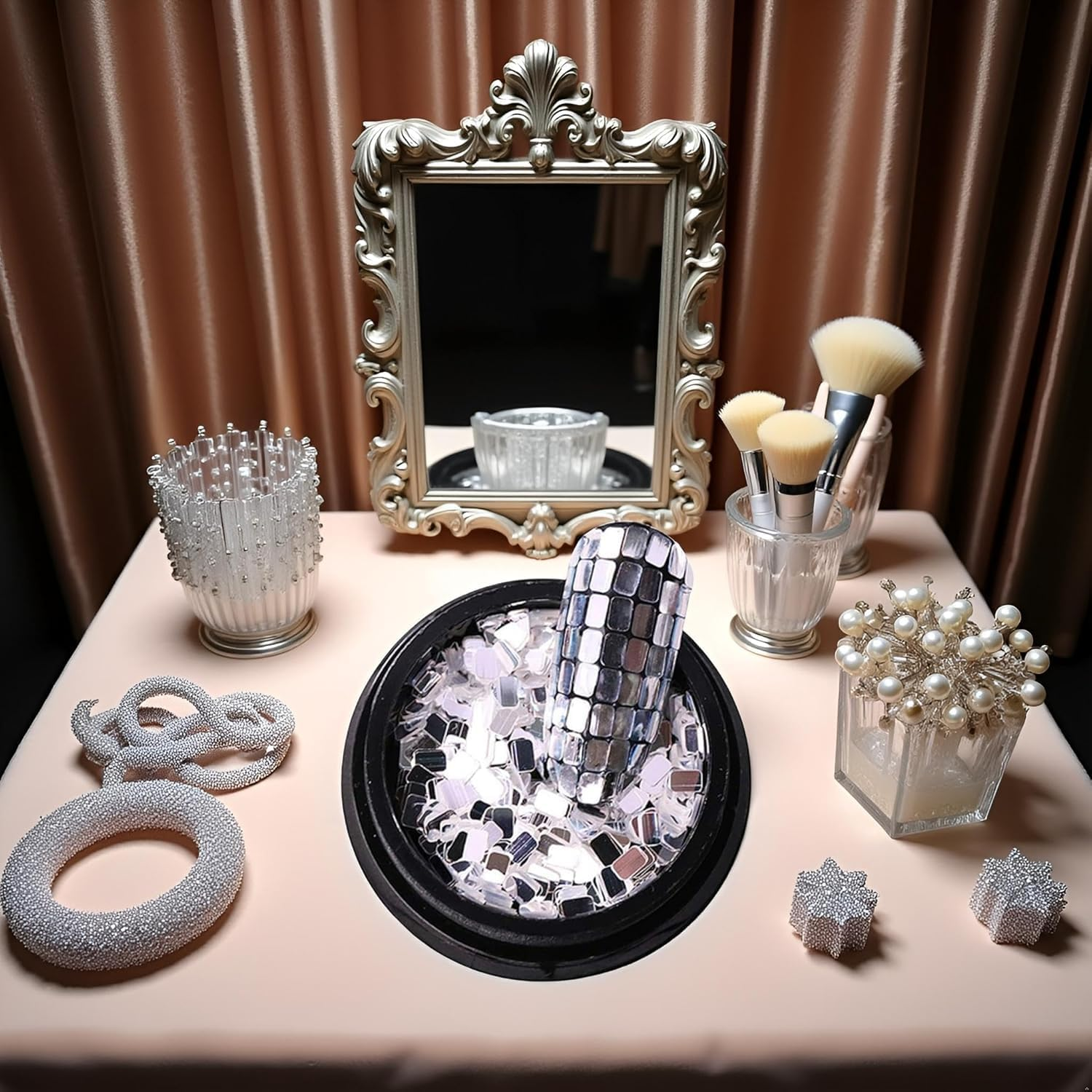 Nail Sequins Silver Square Nail Art Accessories for Nails Decoration Makeup DIY Arts Crafts Nail Art and Nail Polish image number 3