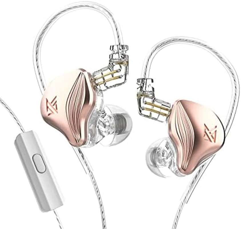 Airloop KZ ZEX KZ Dual Driver in Ear Monitor, Senleeor ZEX in Ear Earphones Electrostatic + Dynamic Drivers Hifi Gaming Headphones for Church Musician Drummer (With Mic, Gold), KZ11