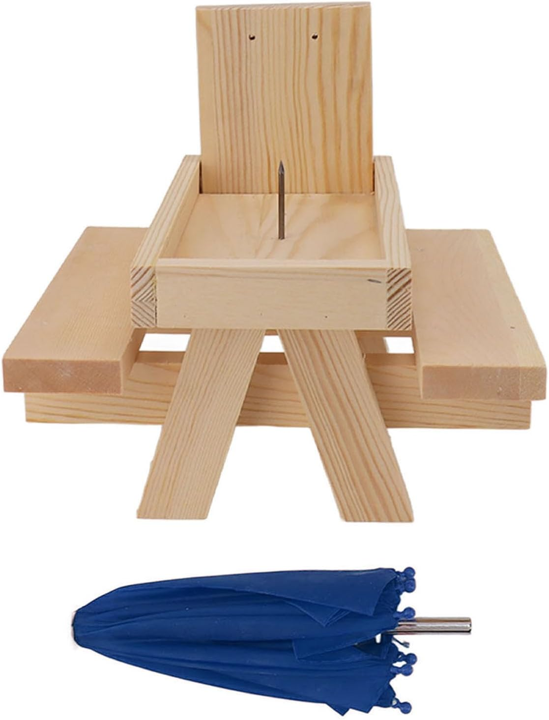 Wild Birdwildlife Accessories,Wooden Squirrel Feeder Solid Wood Pet Feeder Outdoor Garden Pendant Corn Nut Bird Feeder with Flag (Blue Umbrella) image number 1