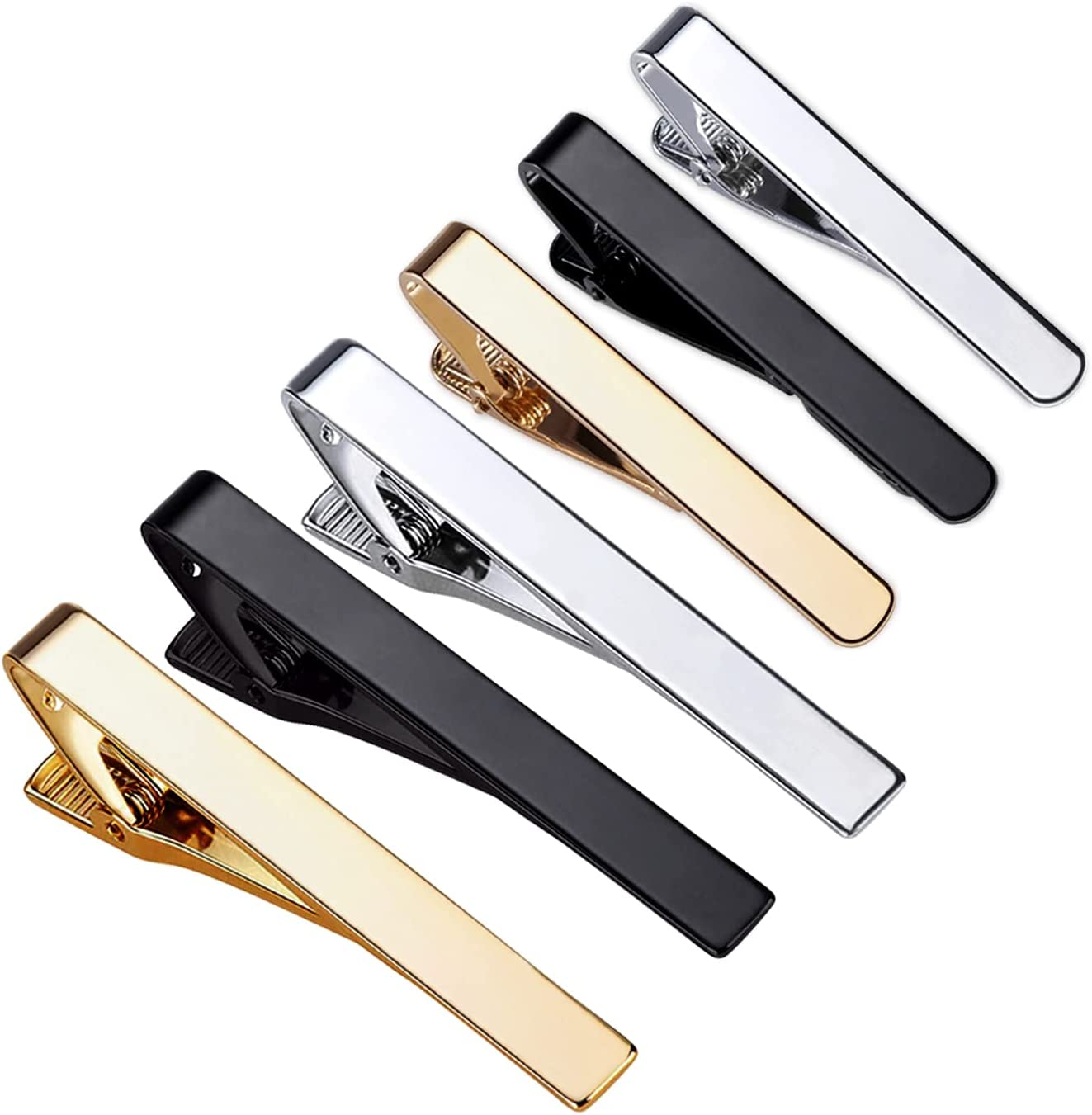 Viaky Classic Style Men'S Tie Clips, Neck Ties Necktie Bar Pinch Clip with Gold Silver Black 3 Tone, Best Gifts for Your Father, Lover and Friends in Xmas, Anniversary, Wedding, Party, Meeting image number 5