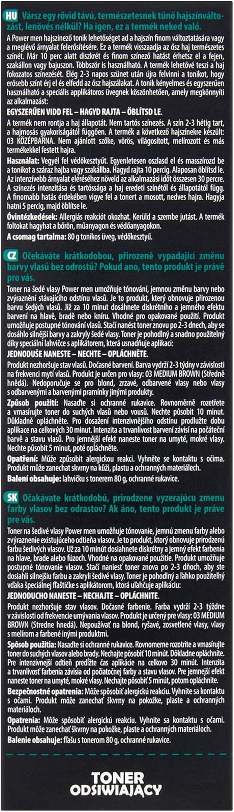 JOANNA Power Men Toner Medium Brown - Grey Hair Conceals in 10 Minutes - Toning for Men - Medium Brown Hair Toner for Beard & Hair - without Roots - 80 G image number 3