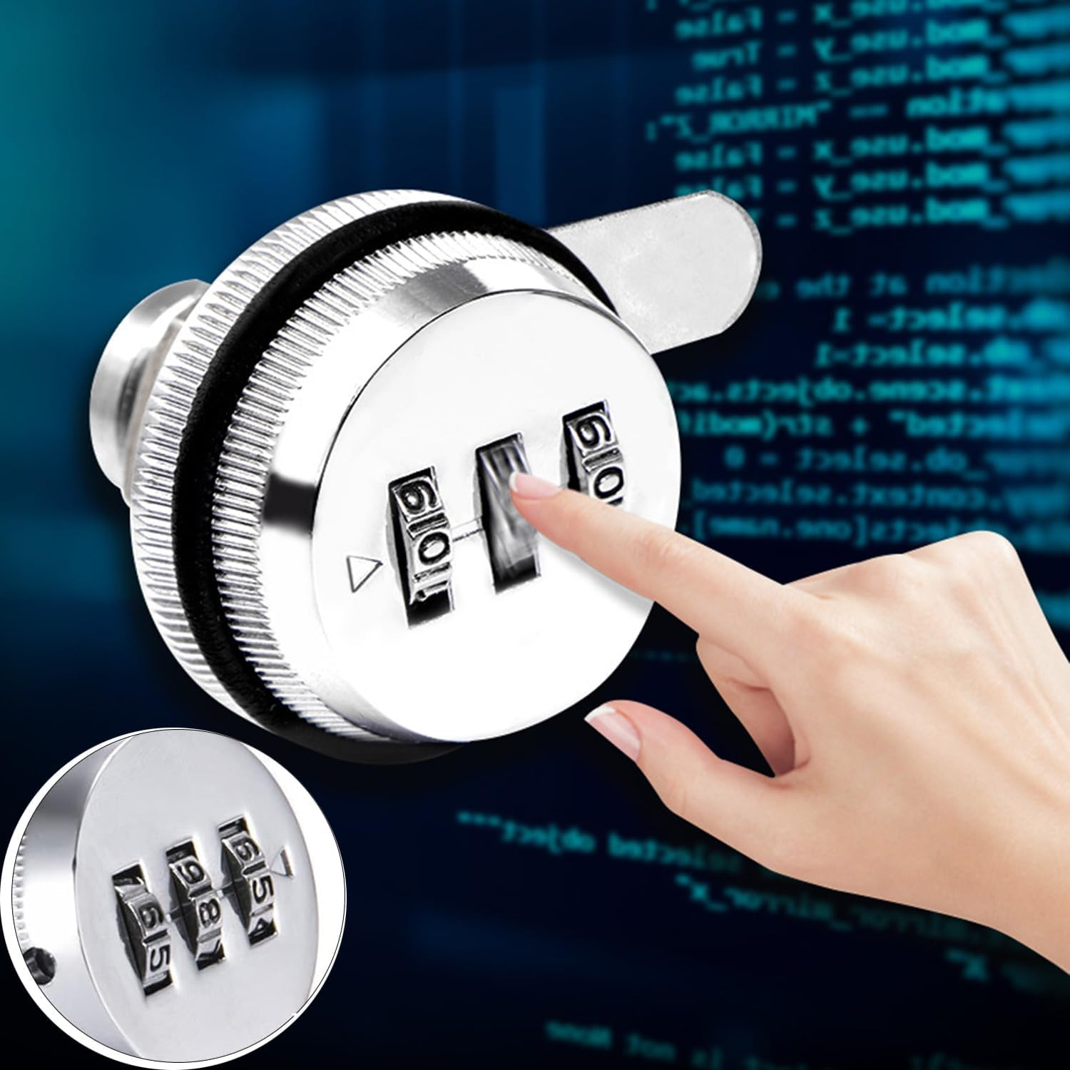 Combination Cam Lock, Combination Cabinet Lock, Chrome Zinc Alloy Password Coded Lock, 3-Digit Security Locks, Wardrobe Lock, Drawer Lock for Gym Storage, Toolbox, Deposit Box, Mailbox image number 4