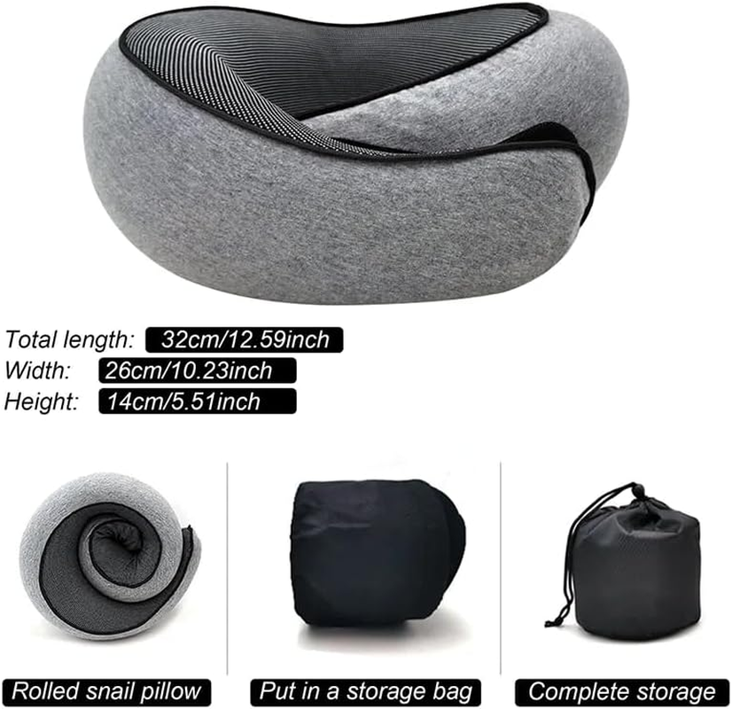 Travel Pillows for Airplanes, 2026 New Travel Pillow, Travel Neck Pillow Airplane Memory Foam, Adjustable Snail Style Neck Support Suitable for Airplanes, Offices, Cars & Traveling image number 4