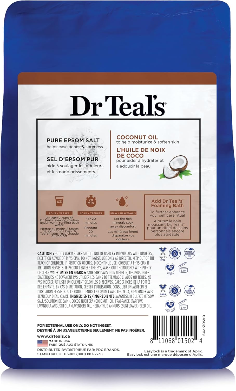Dr Teal'S Pure Epsom Salt Coconut Oil, 1.36Kg image number 2