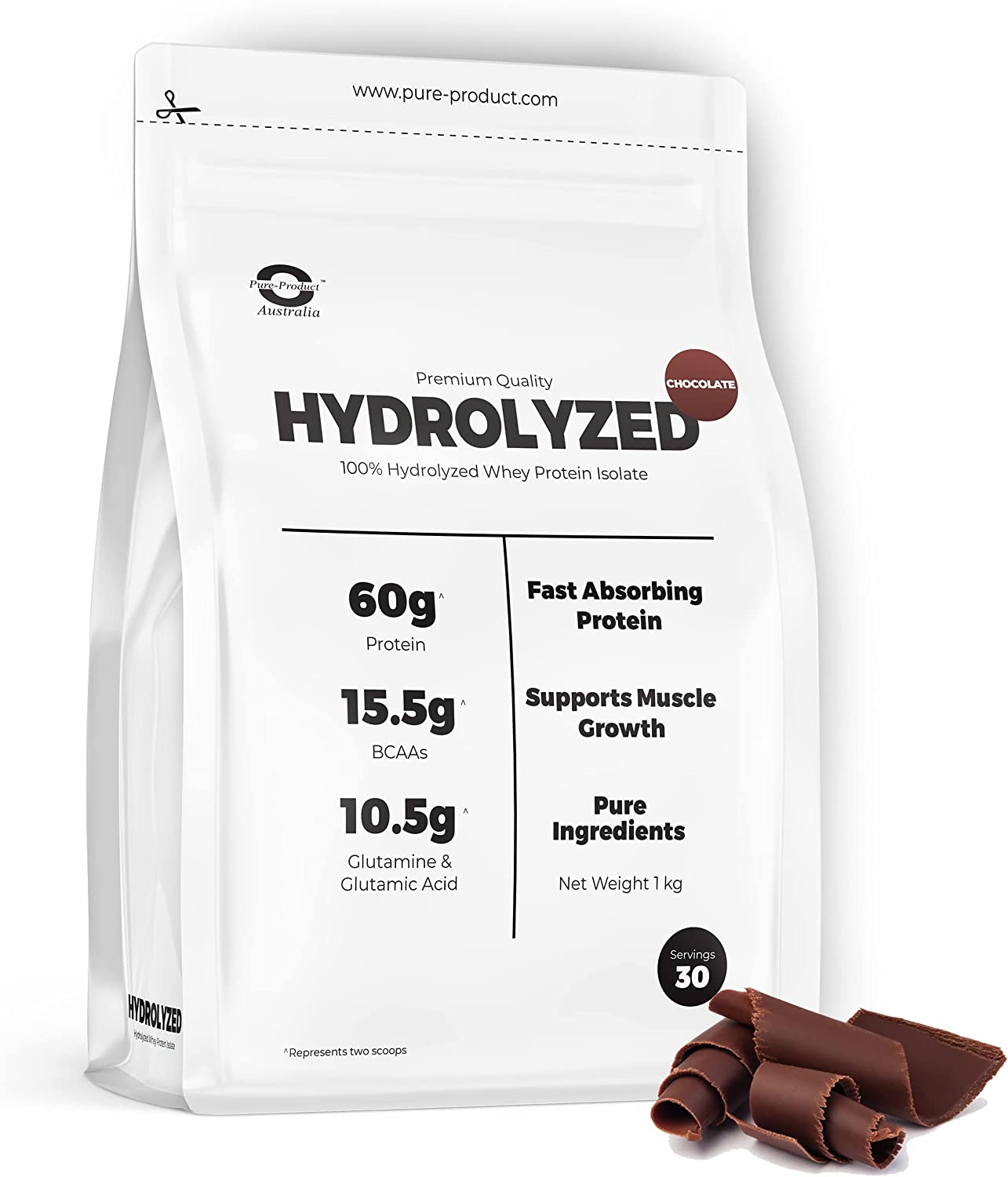 Pure Product Hydrolyzed Whey Isolate Powder, Chocolate 1 Kilograms image number 1