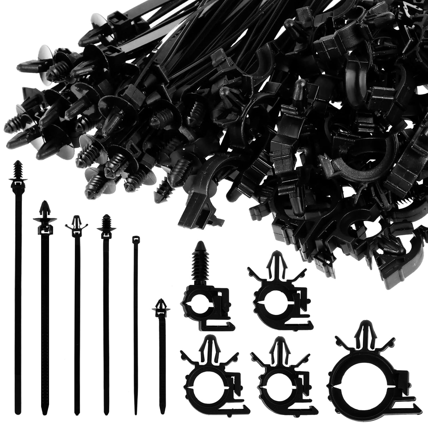 290Pcs Car Wire Harness Routing Clip Assortment Kit，Wire Routing Clips Enduring Nylon Retainer Car Clips Replacement Parts for Most Cars Auto，5 Different Sizes image number 2