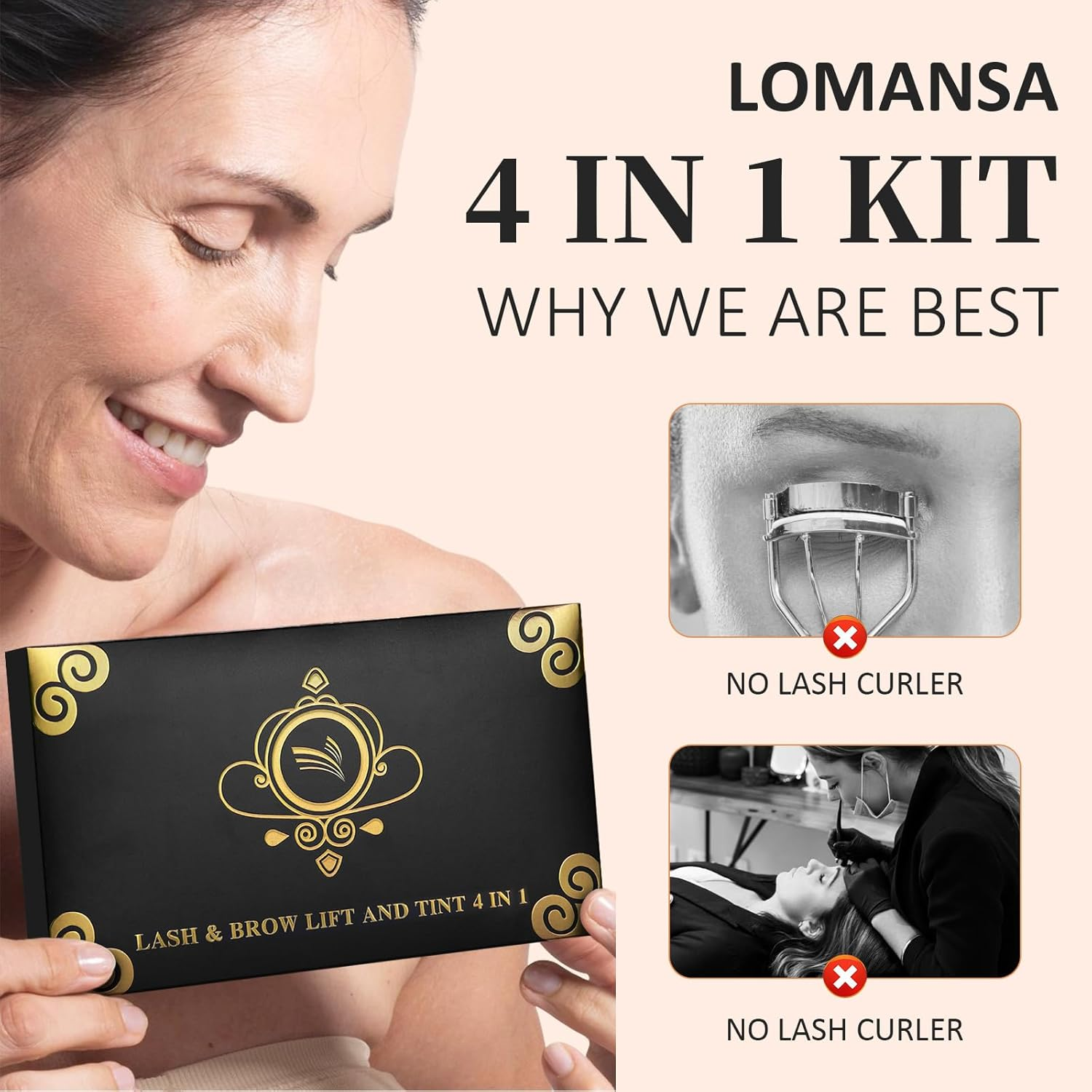 Lomansa Lash Lift and Color Kit Black Eyelash Perm Kit with Lash Lift Balm, Instant Curled and Voluminous Coloring with Black Hair Colors, Complete Tools for Salon Home image number 3