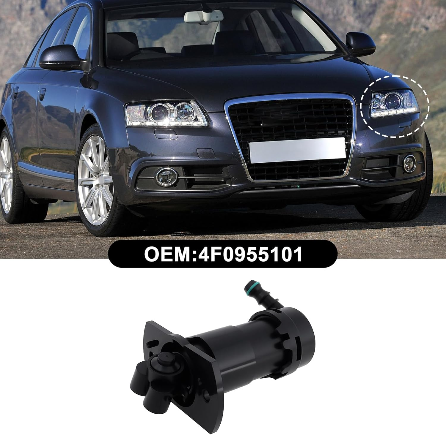 Ecsing Car Left Headlight Washer Nozzle Replacement Part 4F0955101 8P0955101 Compatible with Audi A6L 2006-2008 image number 4