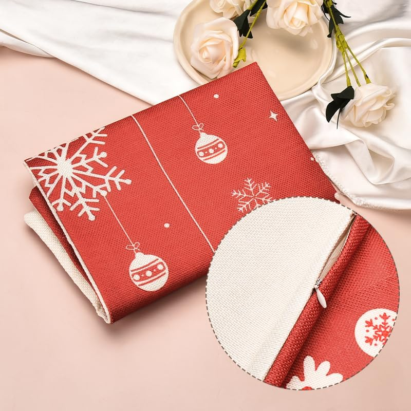 Christmas Pillow Cases Standard Size Christmas Pillow Covers 18X18 Snowflake Christmas Pillowcases for Bed Sofa Couch Xmas Cushion Covers for Pillows Festival Christmas Pillow Slipcover Home Decor - Christmas Pillow Cover image number 7