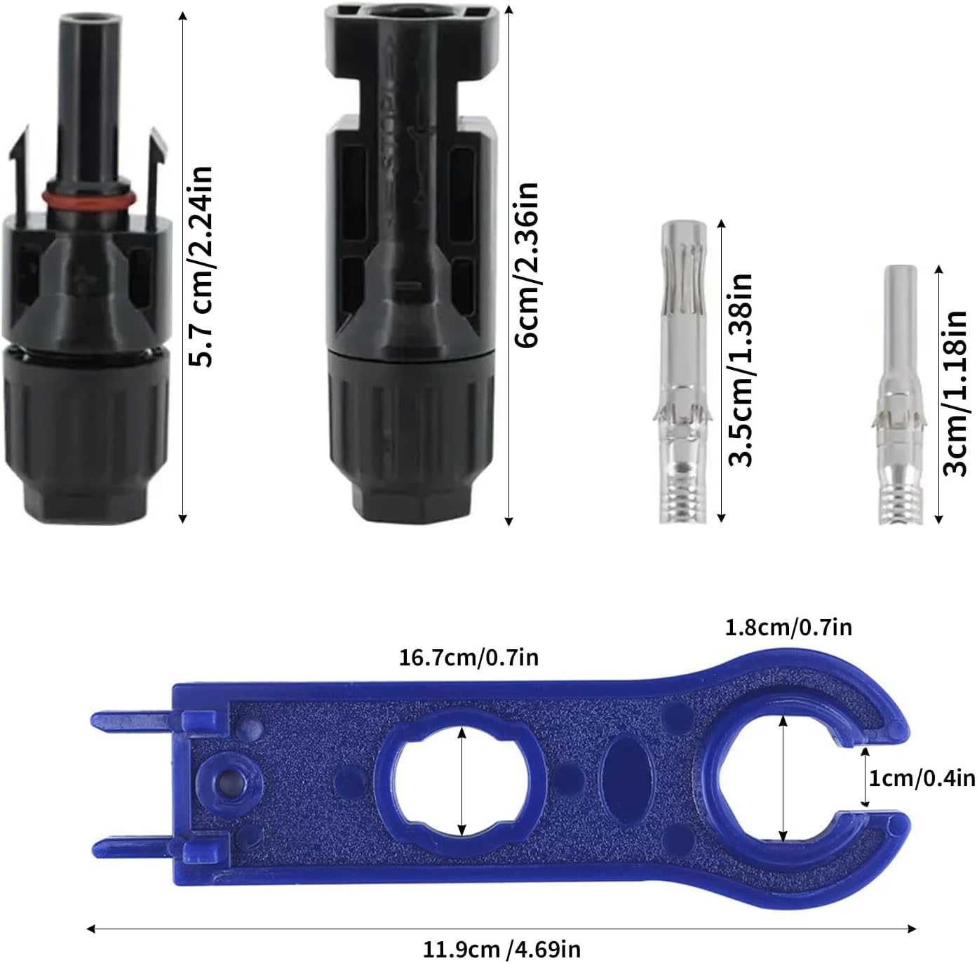 MAEZOE 10 Pairs Solar Connectors with 2 Spanners, Solar Panel Cable Connectors Male/Female Waterproof IP67, MC4 1000V 30A Connecters image number 6