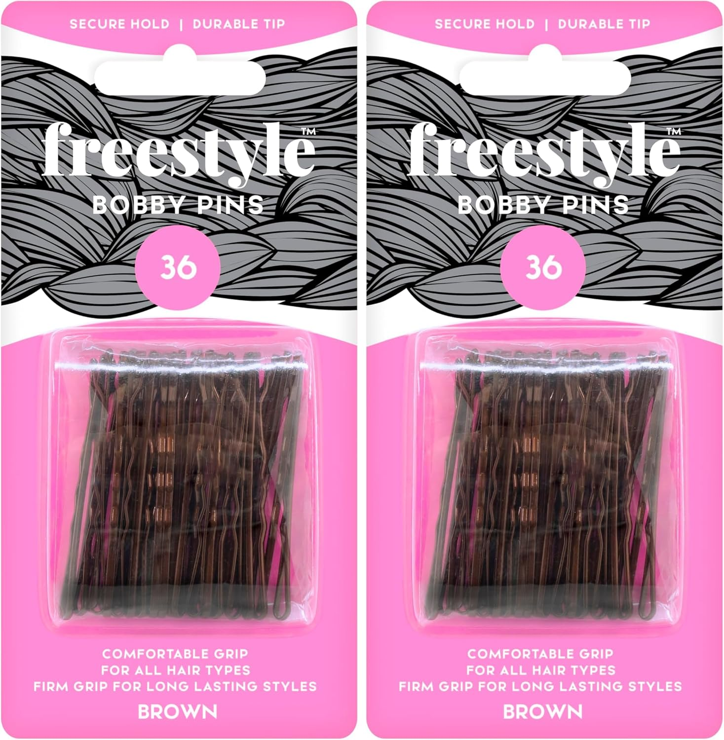 Freestyle Women'S Bobby Hair Pins, Brown (36 Pieces)