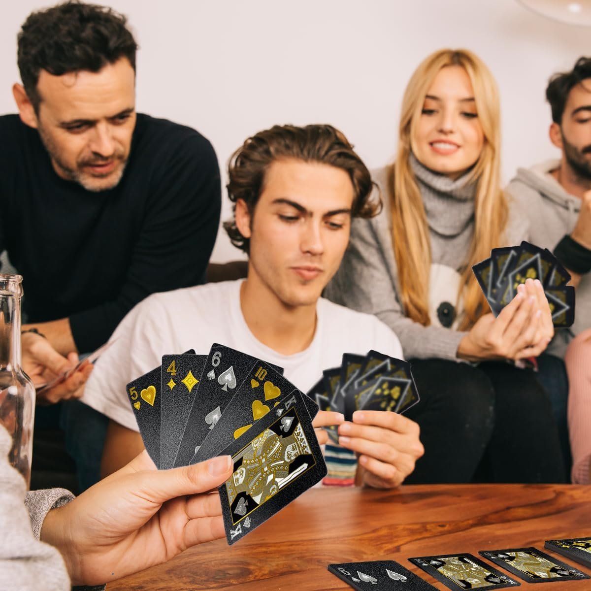 TEAONE Black Playing Card, 1 Deck Waterproof Poker for Party, Game, Magic Trick (8.8 X 6.3Cm/3.46 X 2.48In) image number 4