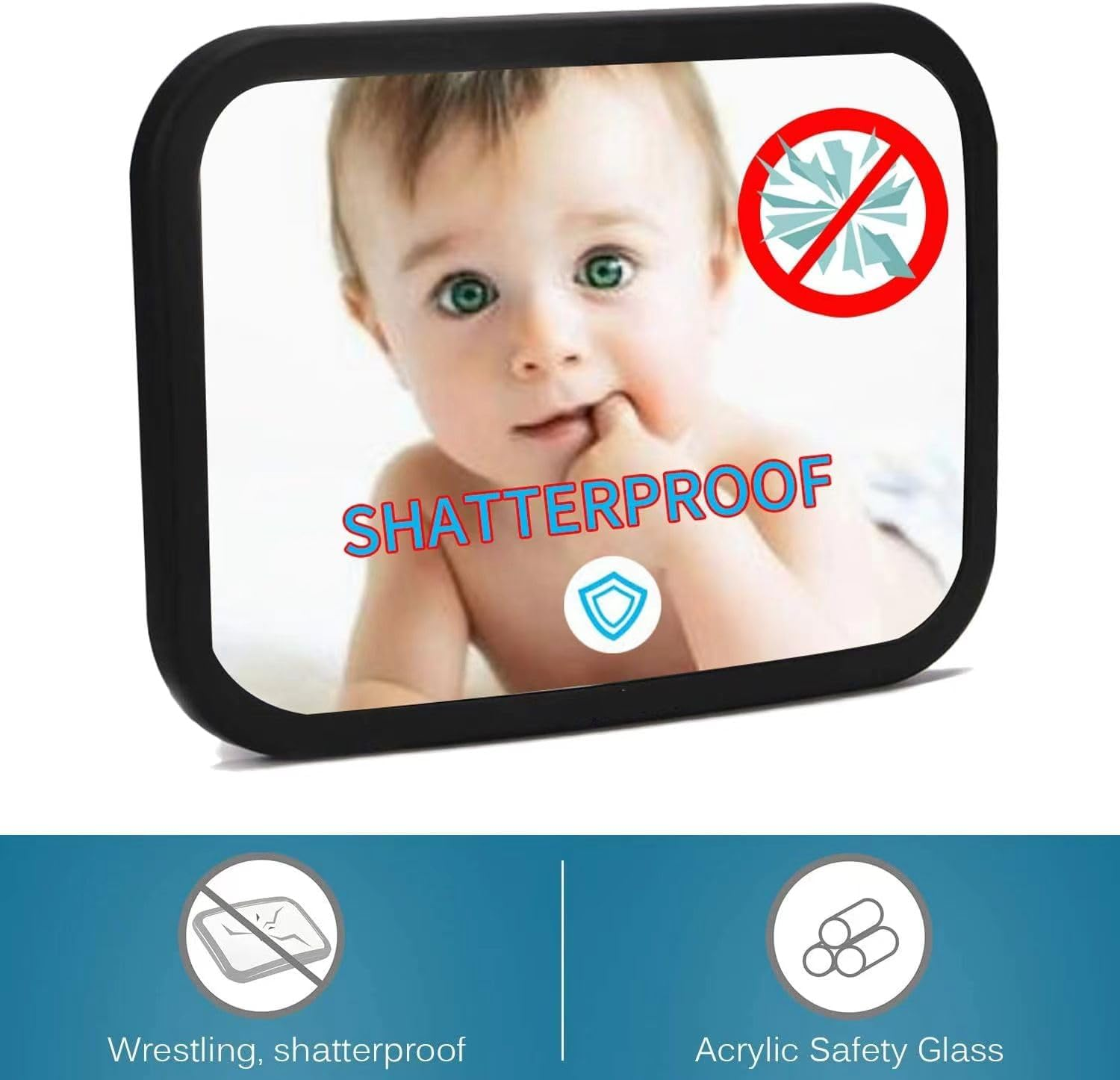 Baby Car Mirror, Safety Car Seat Mirror for Rear Facing Infant, Clear Wide View, 360&deg;Rotation, Easily Observe the Baby Move, Secure, Shatterproof, Crash Tested and Certified (Black) image number 2