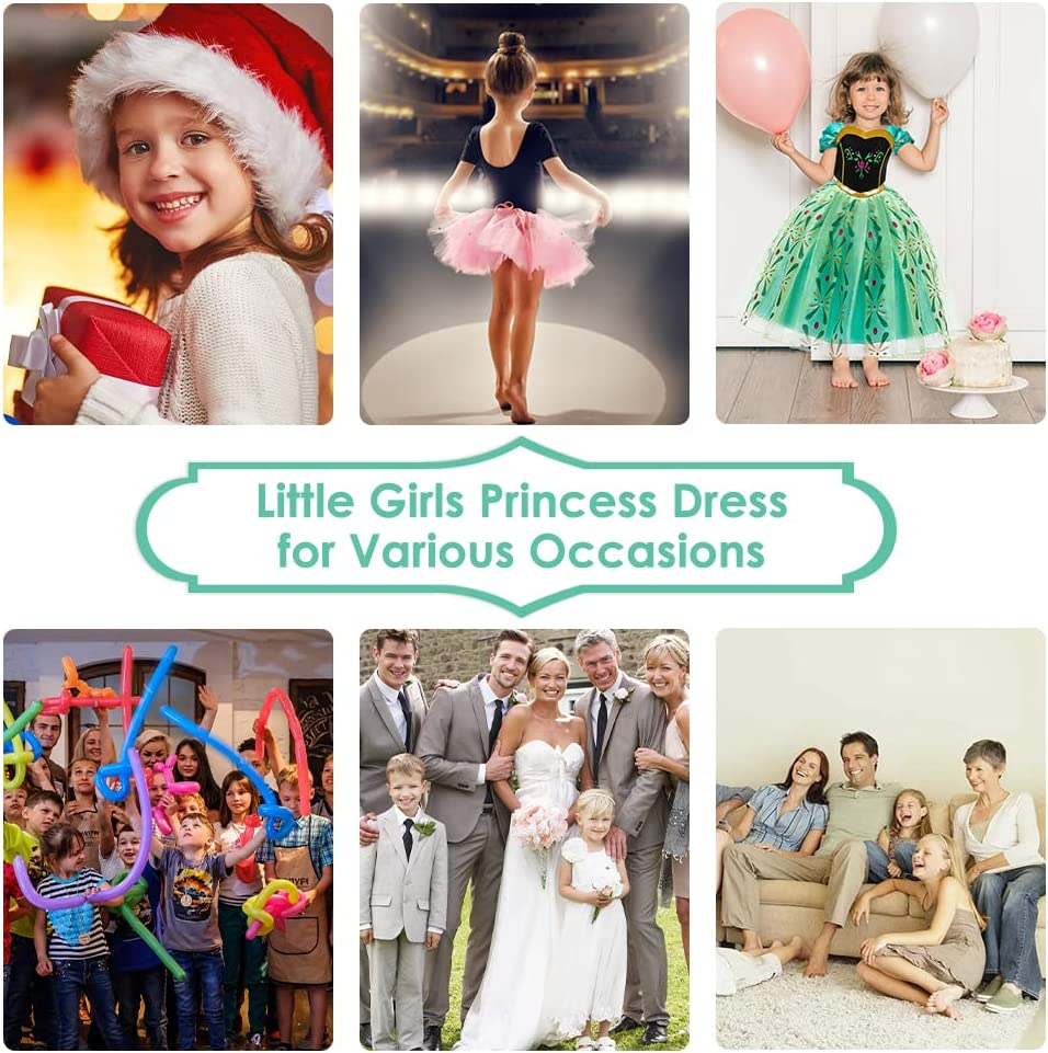 AUTOWT Anna Princess Costume for Girls, Adorable Fancy Dress Up, Pretty Skirts with Brilliant Sparkle Hemline, Attractive off Shoulder Princess Skirt for Little Girls Birthday Party Cosplay Show image number 4