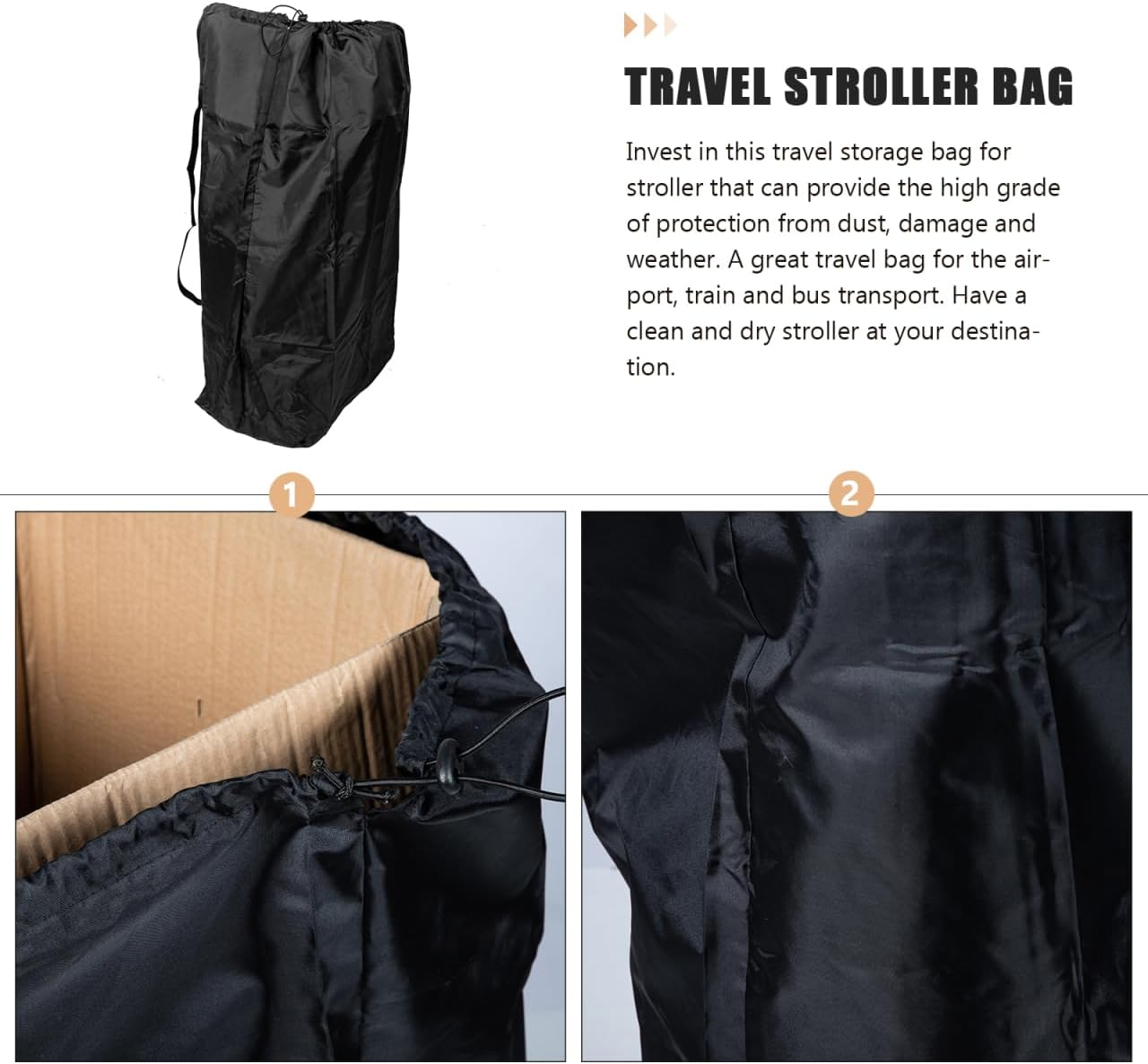 Ibasenice 2Pcs Stroller Travel Bag Pram Bag for Airplane Stroller Cover Umbrella Double Stroller Auto Accessories Stroller Carrying Bag Stroller Bag Nylon Baby Cart Rack Storage image number 1