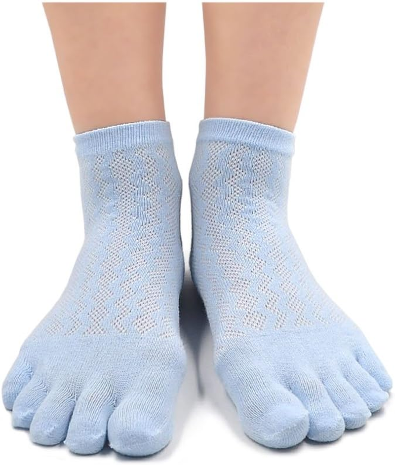 Womens Fun Toe Socks Striped Cats Cotton Five Finger Running Trainer Socks image number 6