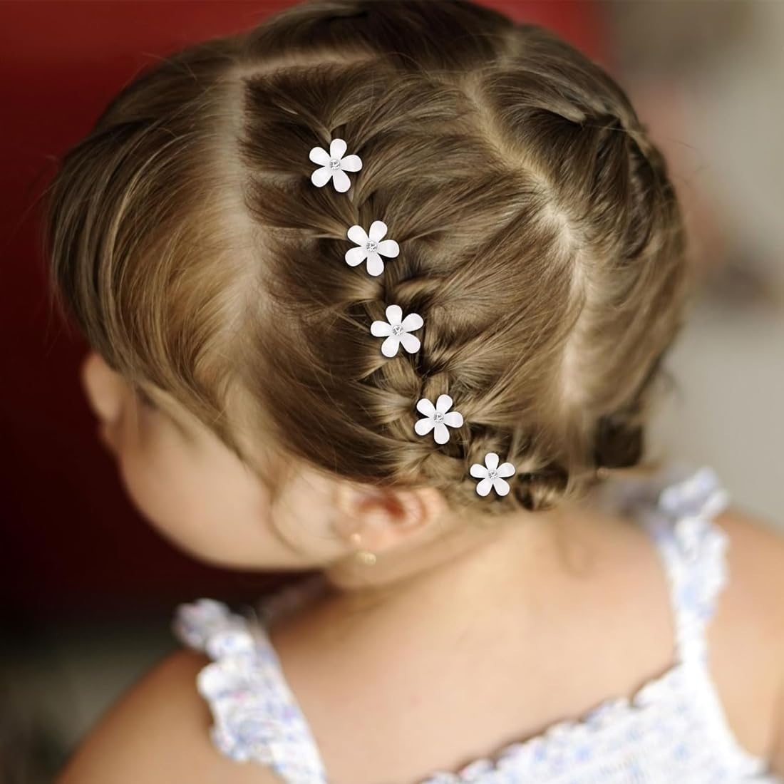 20 Pcs Mini Flower Hair Pins Rhinestone Cute Hair Pins Flower Hairpins Small Exquisite Hair Accessories Women Hairpins Flower Mini Hairpin Flowers (White+Pink) image number 3