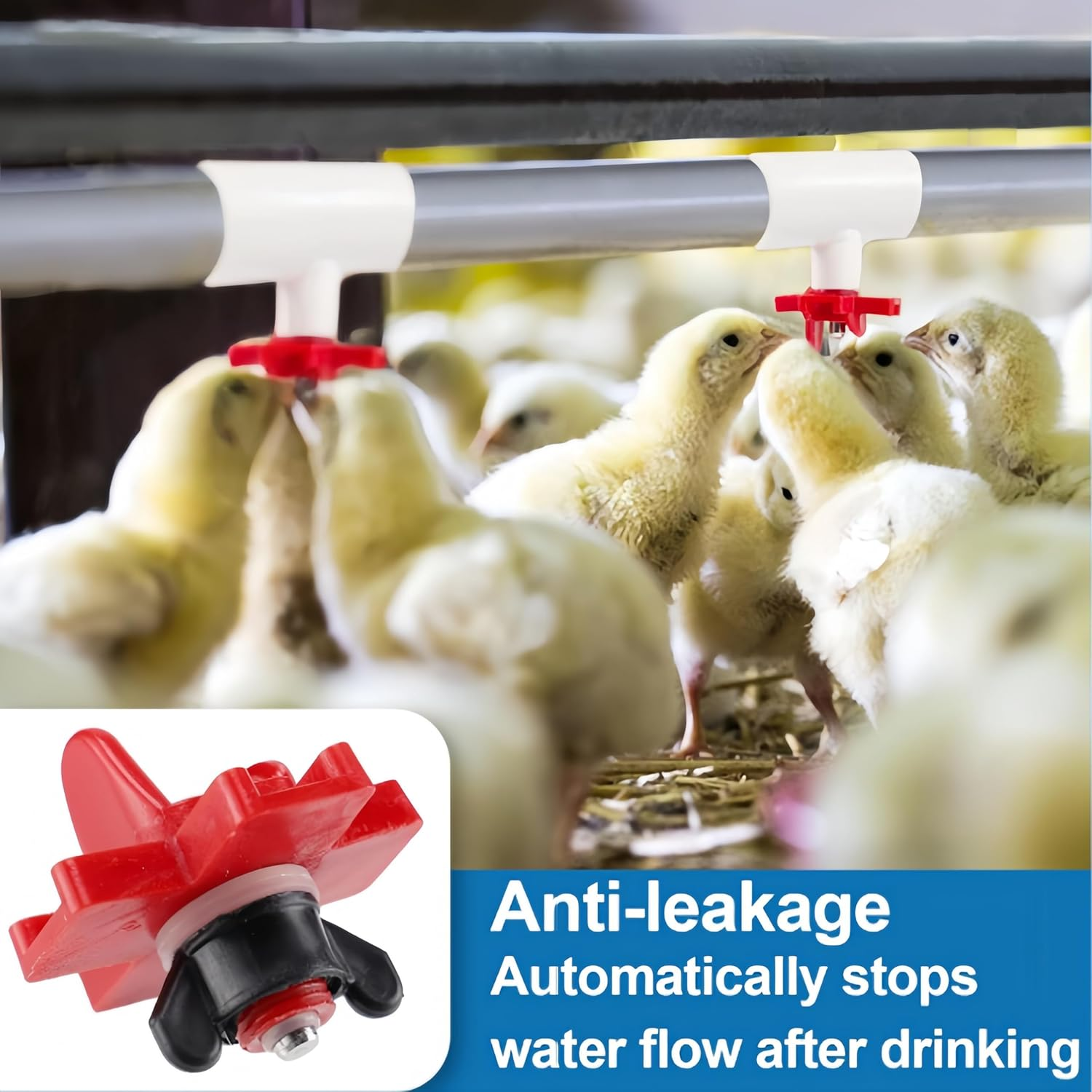 Auto Chicken Waterer，Poultry Watering System for Chicken Coop ， Leakproof Water Dispenser with Drill Bits Horizontal Chick Feeder for Bird Quail Farm image number 3