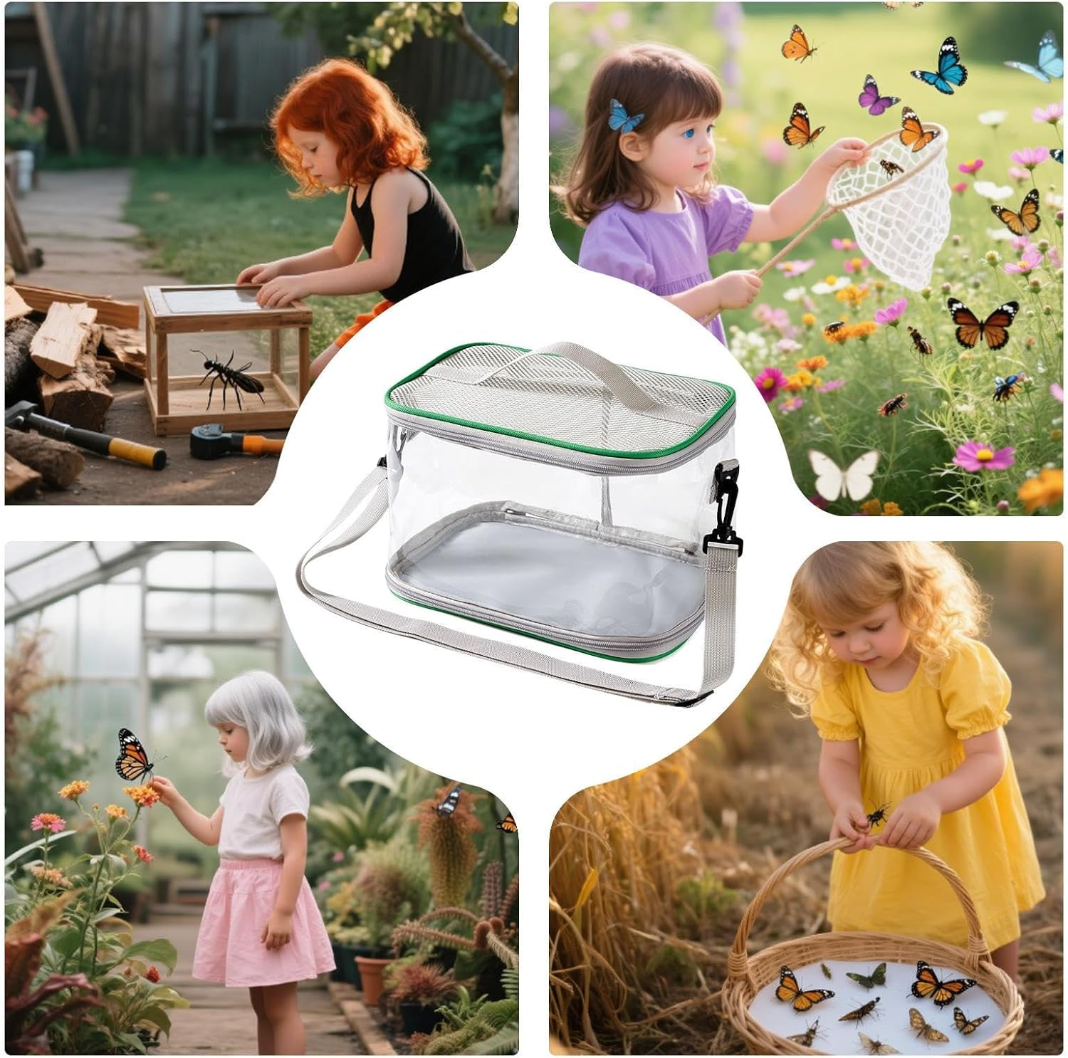 Butterfly Enclosure - Monarch House Butterfly Catcher Enclosure | Foldable Small Animal Terrarium Pet Supplies for Observation Larvae Bee Home Classroom Education Exploration image number 1