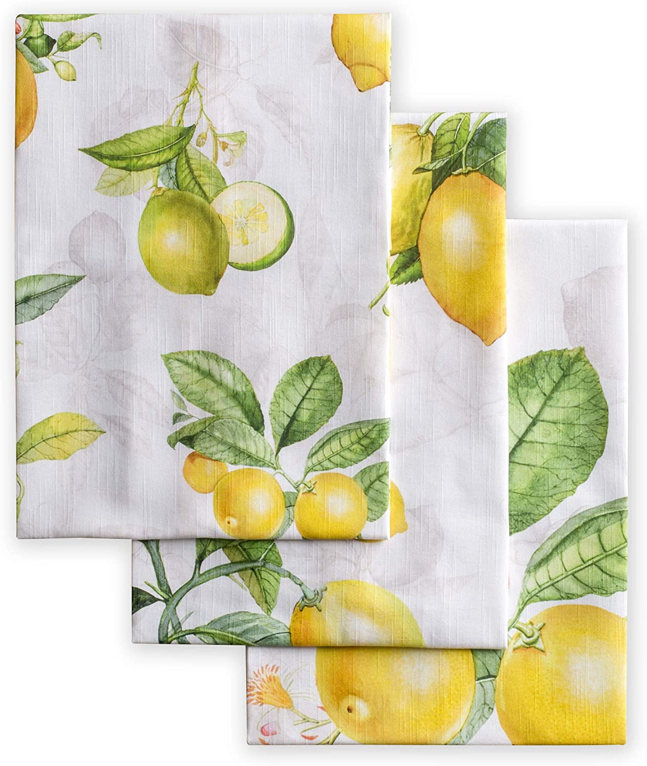Maison D'Hermine Kitchen Towels Set of 3 100% Cotton 27.50" X 20" Reusable Cloth Tea Dish Towels Absorbent with Hanging Loop for Kitchen, Home, Dining, Cocktail Parties Spring/Summer (Fleurs De Mai)