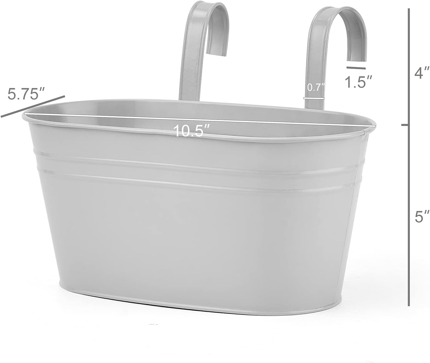 Metal Iron Hanging Flower Pots for Railing Fence Outdoor Planter - 3 Pcs Countryside Style Window Flower Plant Holder with Removable Hooks for Home Decor (Grey) - Grey image number 6