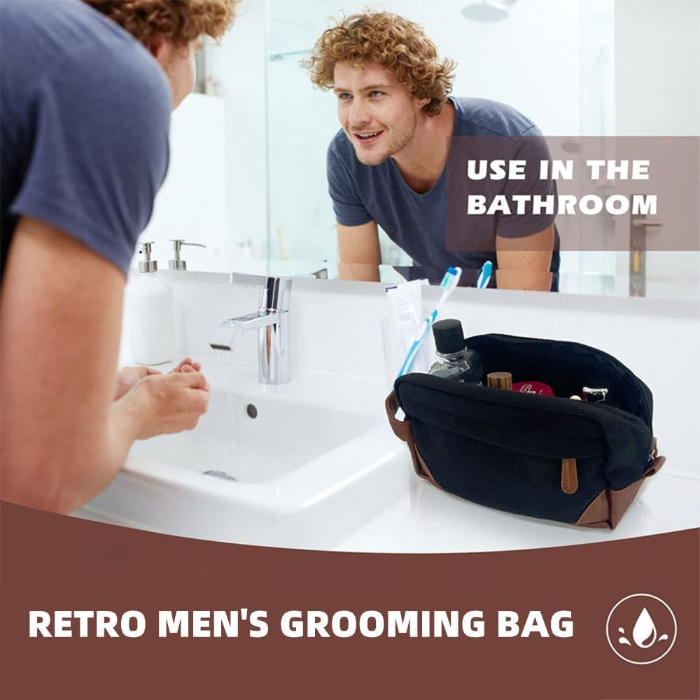 Toiletry Bag Hanging Dopp Toiletry Bag Kit Portable Travel Wash Toiletries Bag Shaving for Men Water Resistant Canvas Shaving Bag for Travel Organizer Storage for Accessories Resistant Cosmetic Bag image number 1