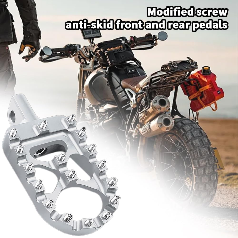 TOMVAES CNC Wide Foot Pegs 360&deg; Roating MX Chopper Bobber Style for Harley Dyna Sportster Fatboy Iron 883 1200,Silver image number 5