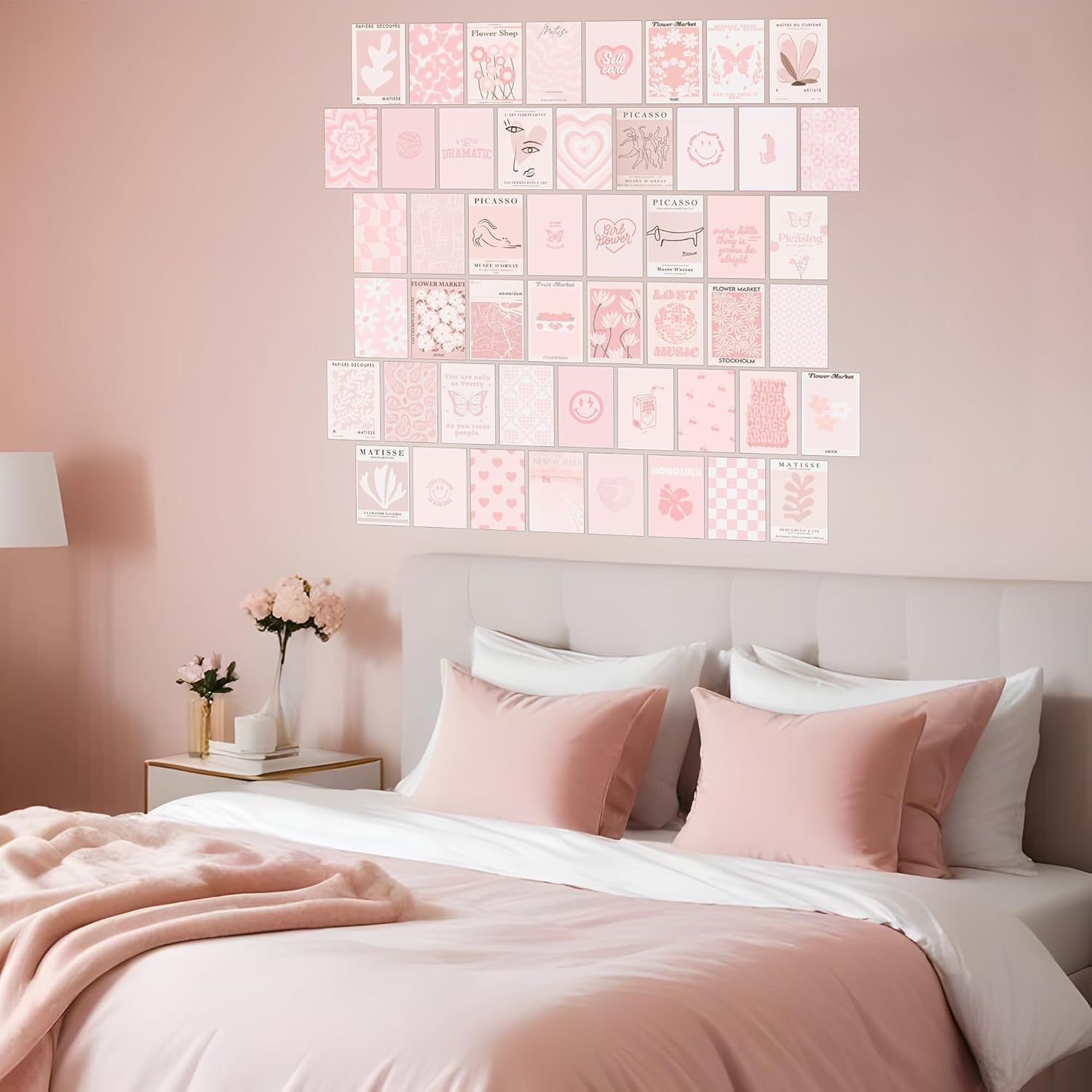 Pink Room Decor Aesthetic,Pink Wall Collage Kit Posters for Room Aesthetic Posters Prints,Pink Aesthetic Dorm Room Decor for Teen Girl (50Pcs 4X6 Inch) image number 2