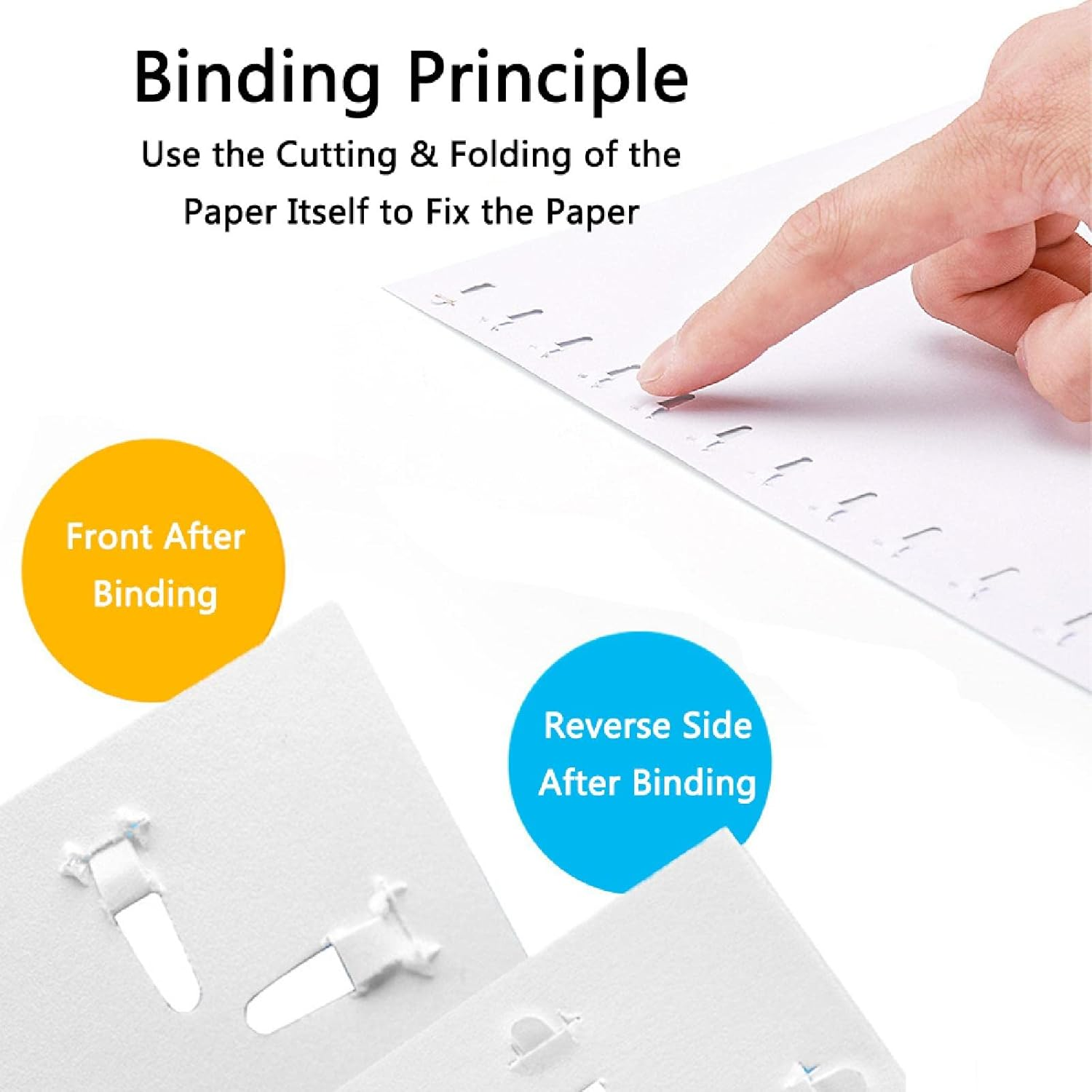 Stapleless Stapler, Manual Staplers, Portable Staple-Free Stapler for Booklet Brochures, Newspapers, Leaflets-Blue - Green image number 2