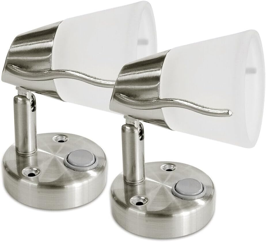 Dream Lighting 12V LED Reading Light Programmed Switch Flexible Arm Blue/Cool White Lighting RV Camper Motorhome Boat Yacht Bedside Map Chart Wall Lamps Intreior Surface Mounting Lighting Pack of 2