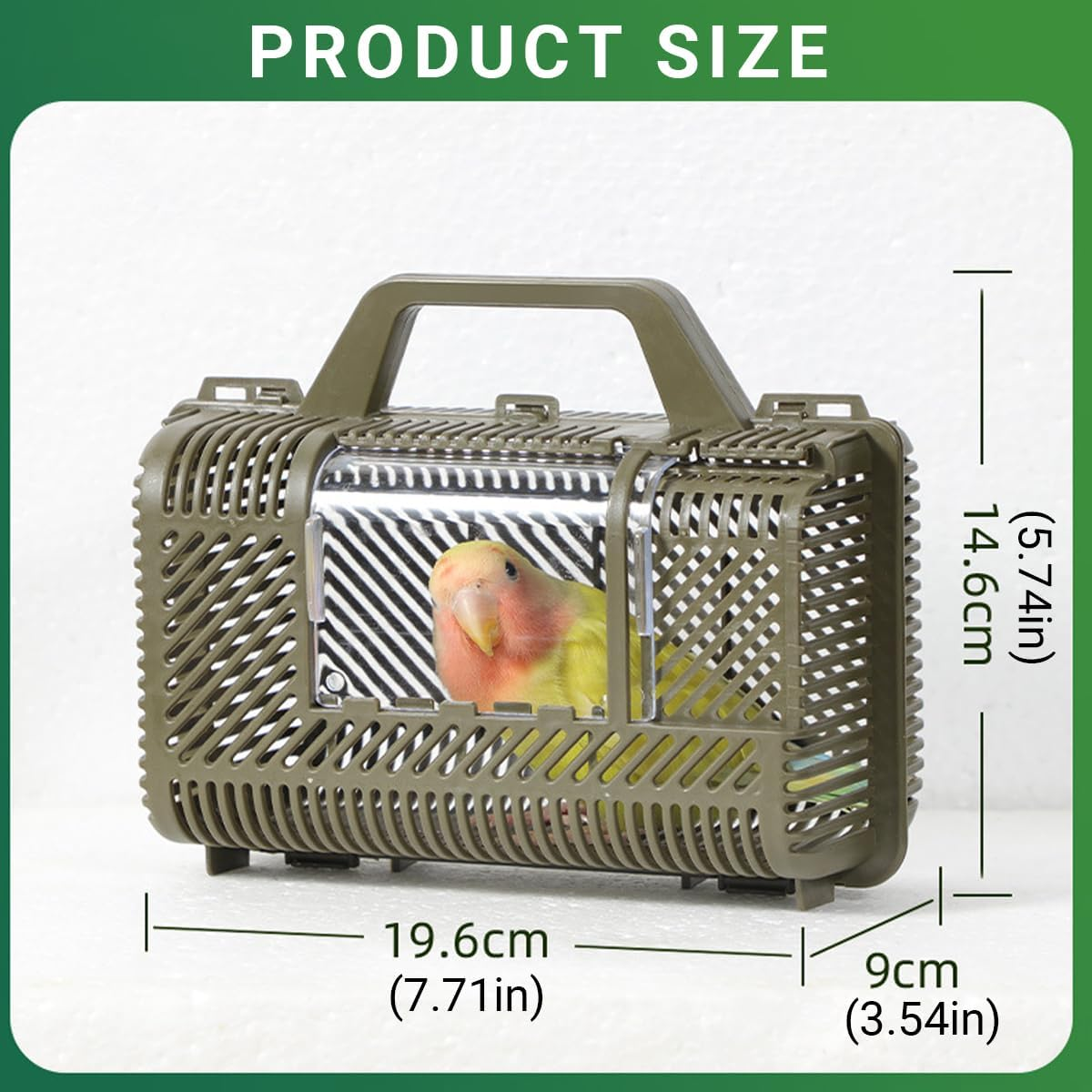 AIMALL Handheld Portable Parrot Travel Cage - Lightweight 96G, 360&deg; Ventilation & Triple Buckle for Small Parrots Budgies Cockatiels Birds image number 4